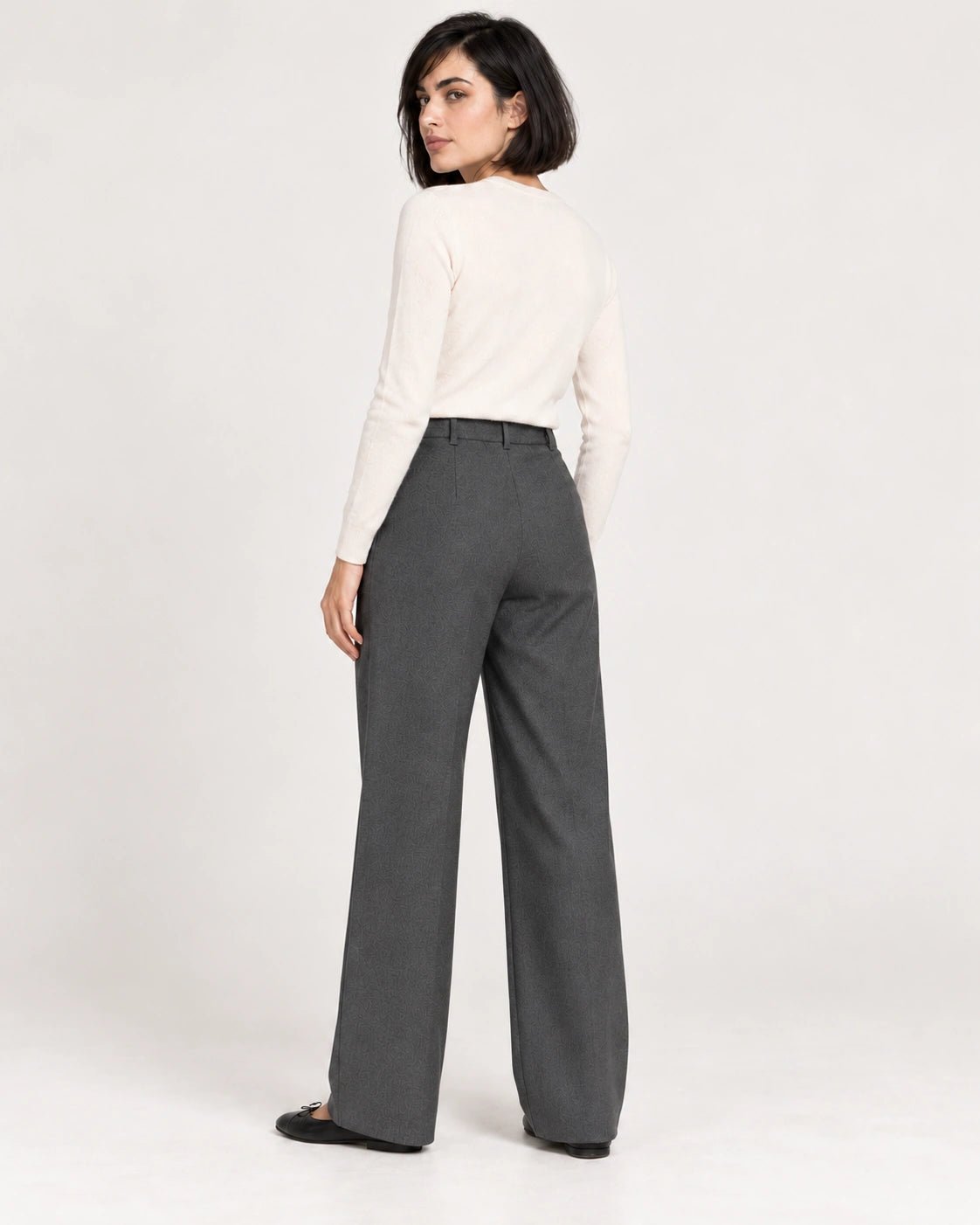 Pantalone pence grigio scuro, vista posteriore - MADAME VENICE - FW26 - PRIMA - LANA JESI #Colore_Grigio Scuro
