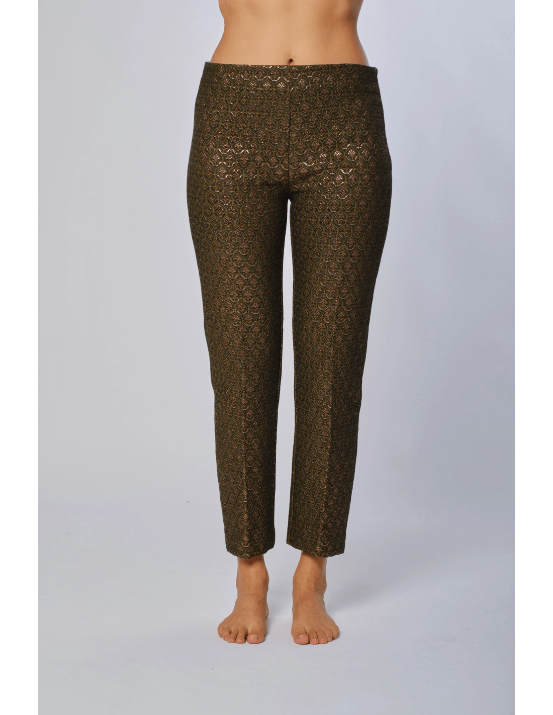 Pantalone slim jacquard - MADAME VENICE - FW24 - P09 - JACQUARD - PRUNE & GREEN - XS