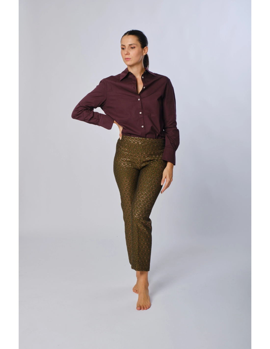Pantalone slim jacquard