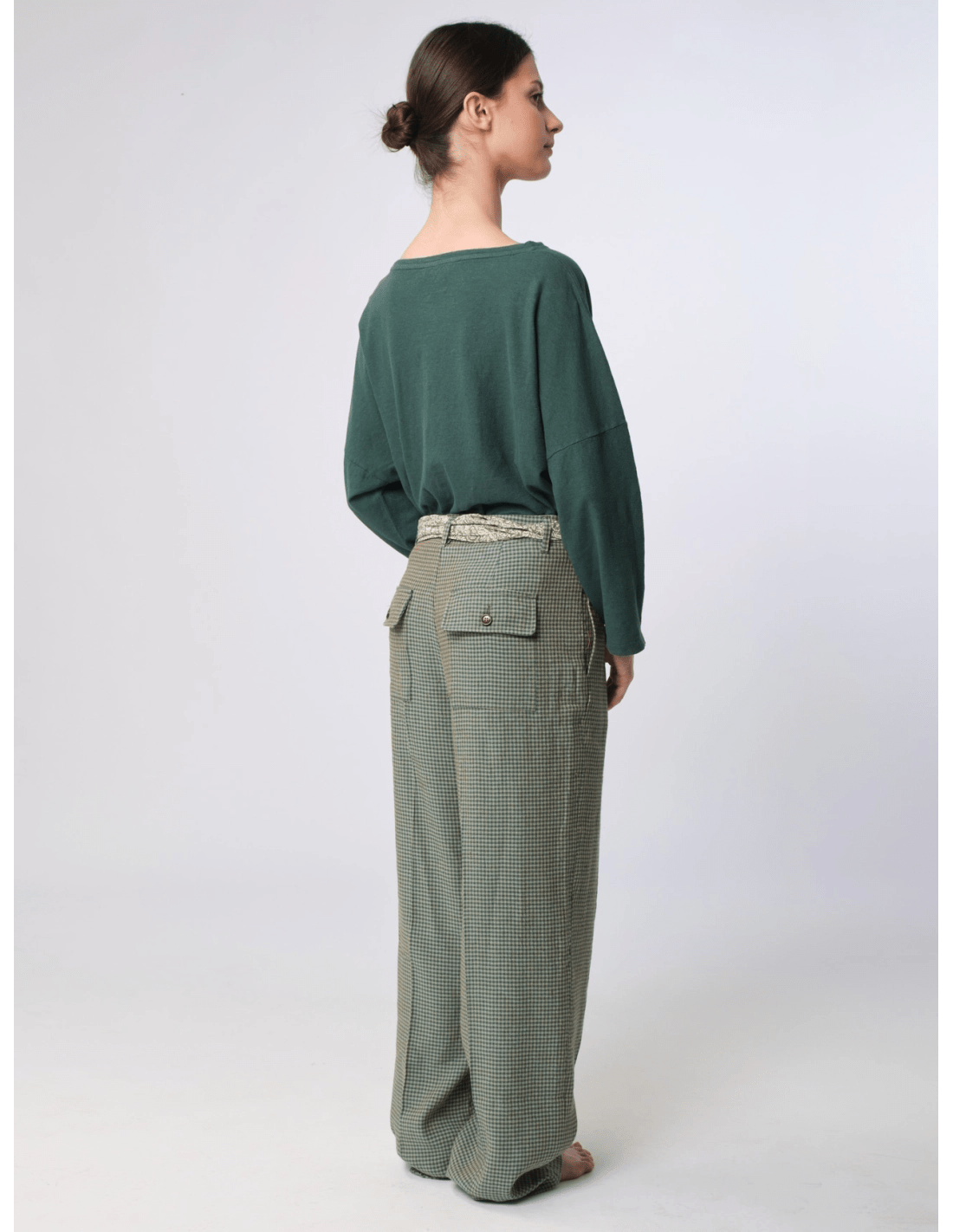 Pantalone toppe - MADAME VENICE - SS25 - PENNY - CHECK LINO - BLU - XS