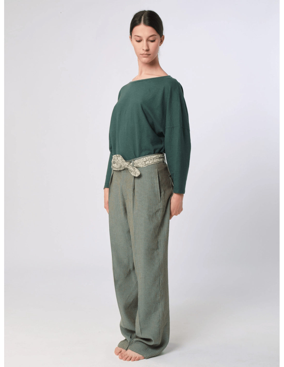 Pantalone toppe - MADAME VENICE - SS25 - PENNY - CHECK LINO - BLU - XS