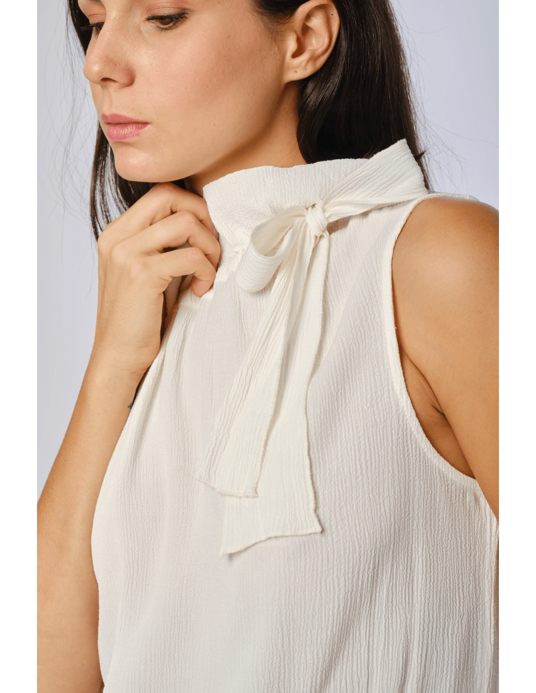 Top viscosa con fiocco - MADAME VENICE - FW24 - V02 - LOLY - BLACK - XS