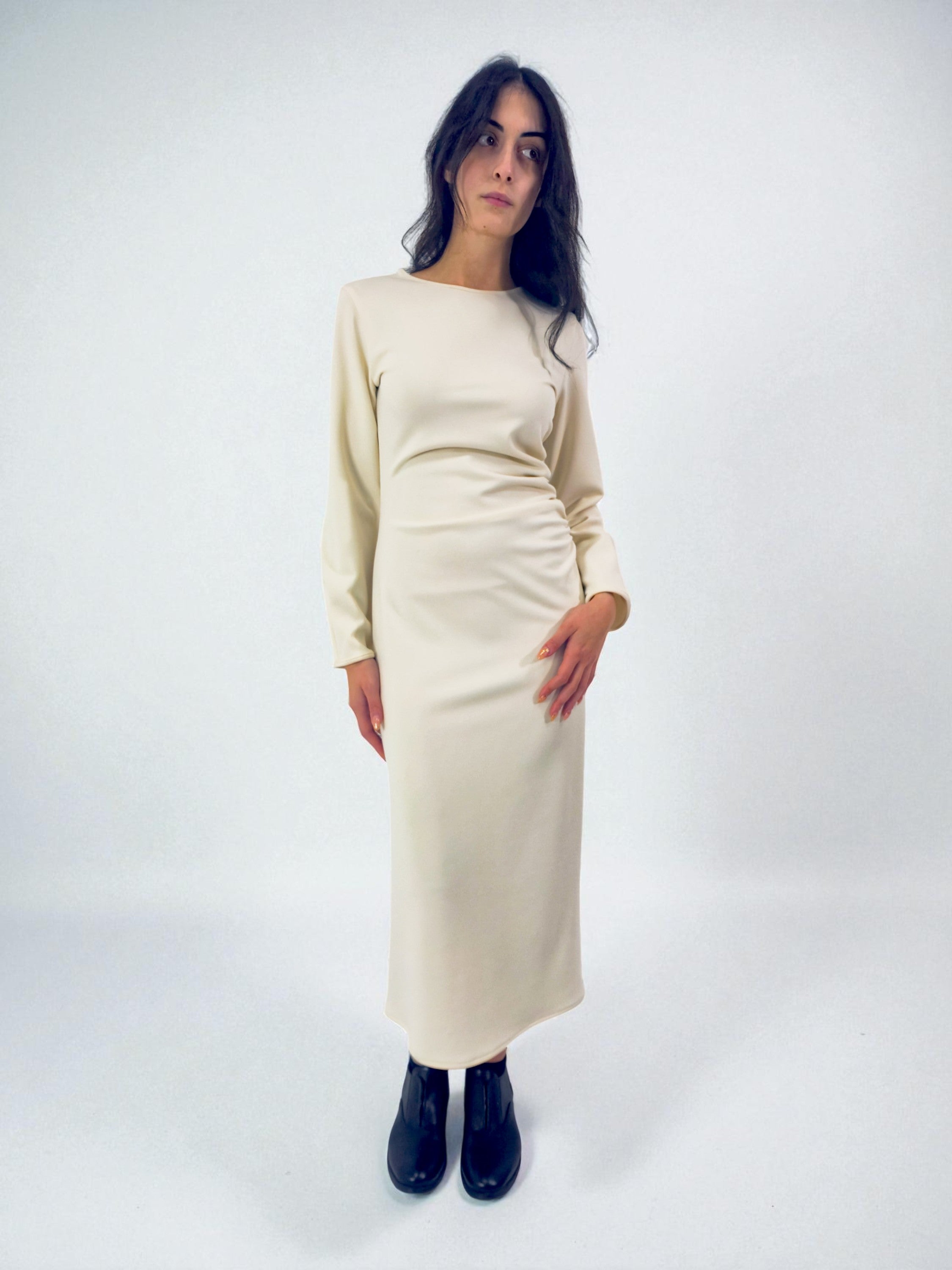 Abito con arricci fianco - MADAME VENICE - FW25 - ANGY - JERSEY TECNICO - BLACK - XS