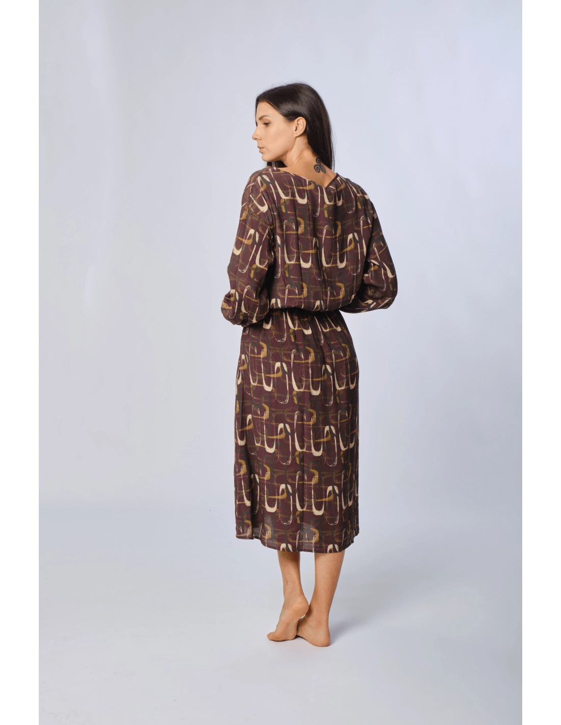 Abito elastico vita fantasia con polsino - MADAME VENICE - FW24 - A05 - LOLY PRINT - PRUNE - XS