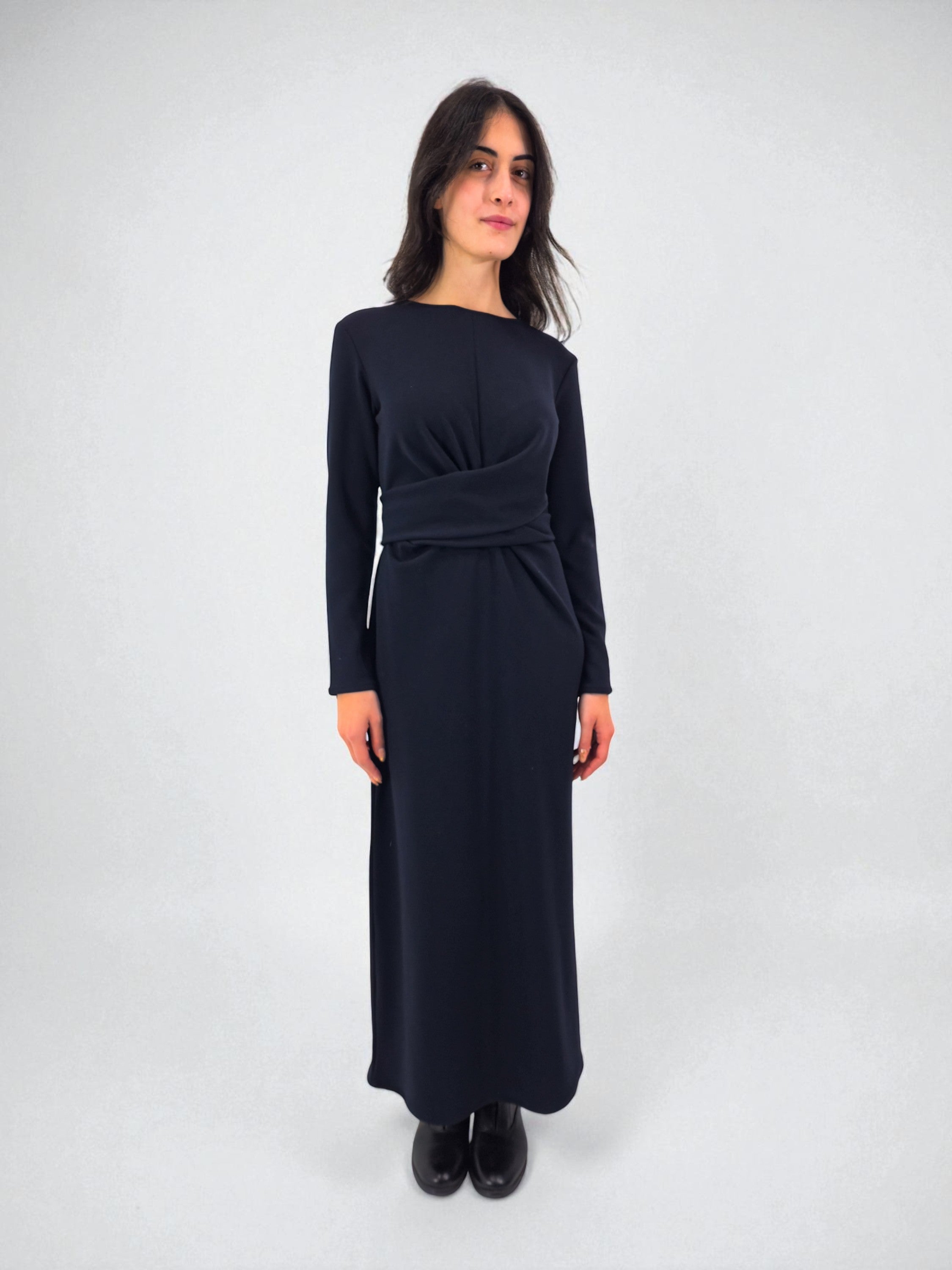 Abito lungo intrecciato - MADAME VENICE - FW25 - ANGELA - JERSEY TECNICO - BLACK - XS