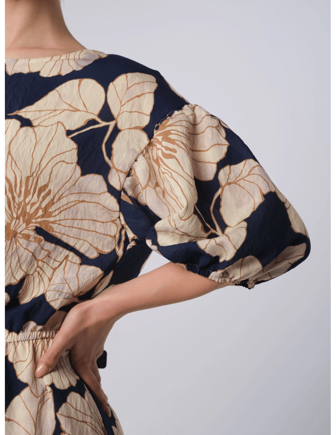 Abito manica palloncino - MADAME VENICE - SS25 - ADELINA - VISCOSA STAMPA - FIORE BOSCO - XS