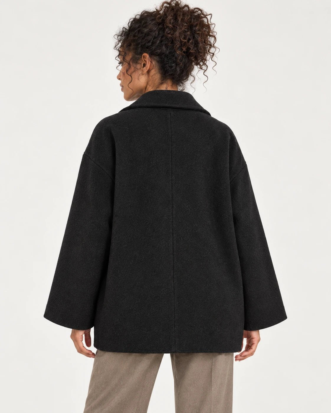 Caban nero, vista posteriore - MADAME VENICE - FW25 - GISELLE - SOFT WOOL #Colore_Black