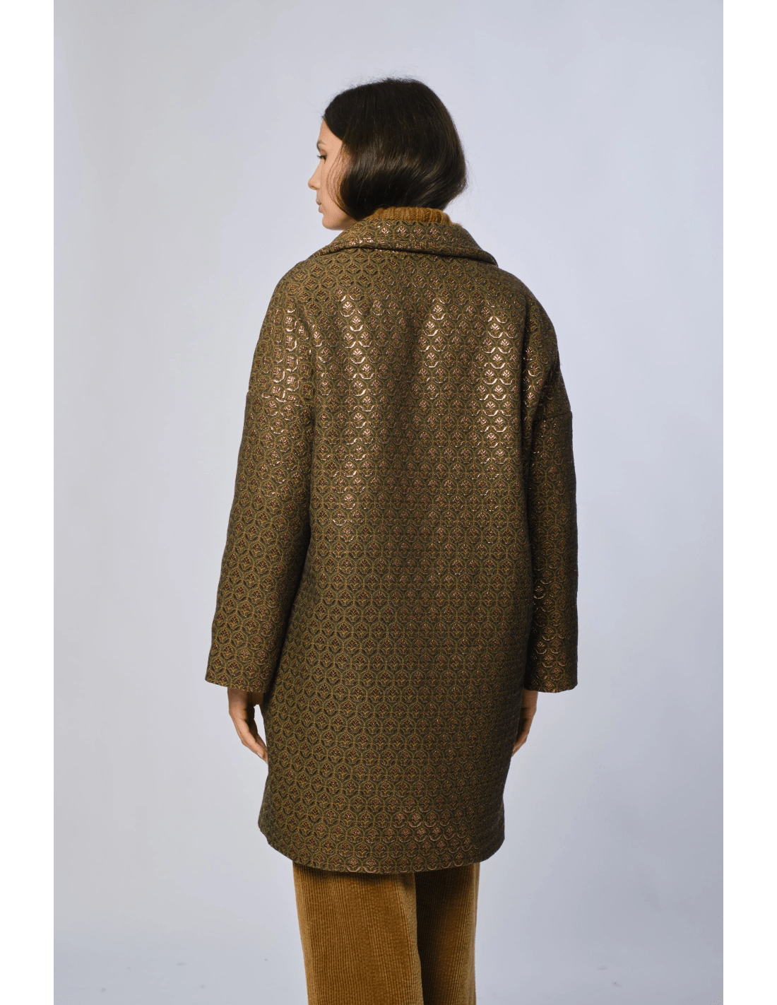 Caban imbottito jacquard - MADAME VENICE - FW24 - G07 - JACQUARD - PRUNE & GREEN - XS