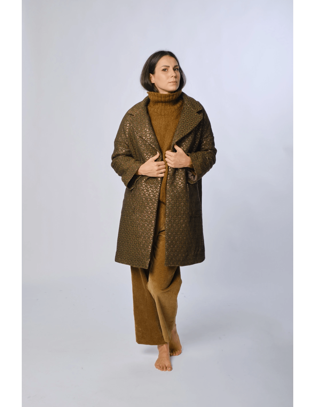 Caban imbottito jacquard - MADAME VENICE - FW24 - G07 - JACQUARD - PRUNE & GREEN - XS