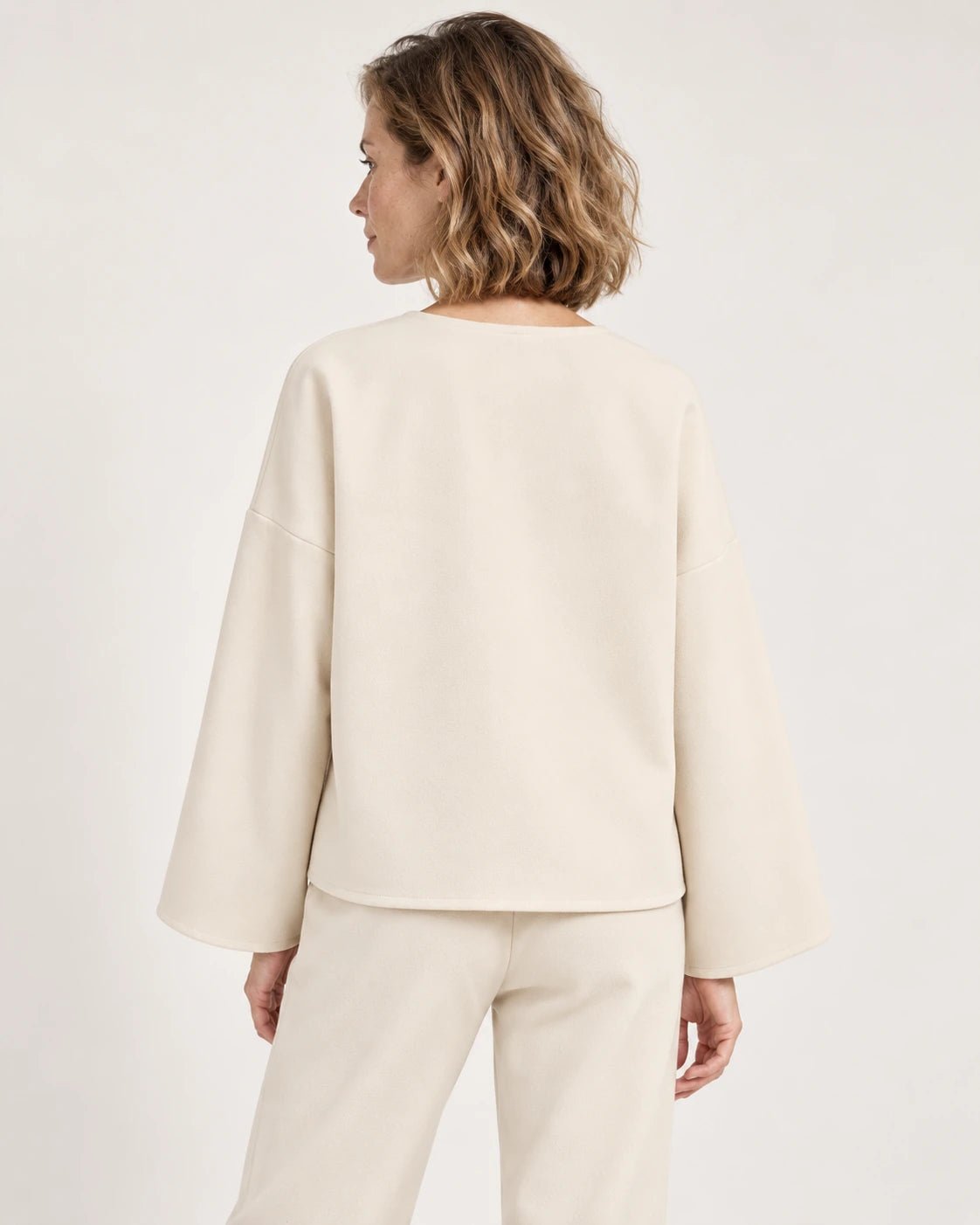 Caftano naturale, vista posteriore - MADAME VENICE - FW25 - CLOTILDE - CREPE TECNICO #Colore_Natural