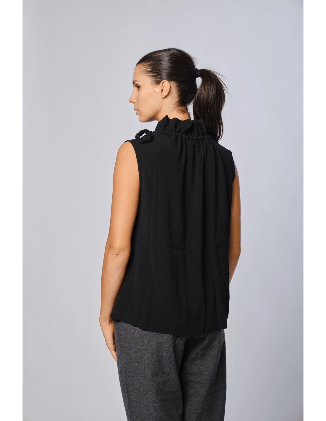 Camicia collo arricciato - MADAME VENICE - FW24 - C06 - LOLY - BLACK - XS