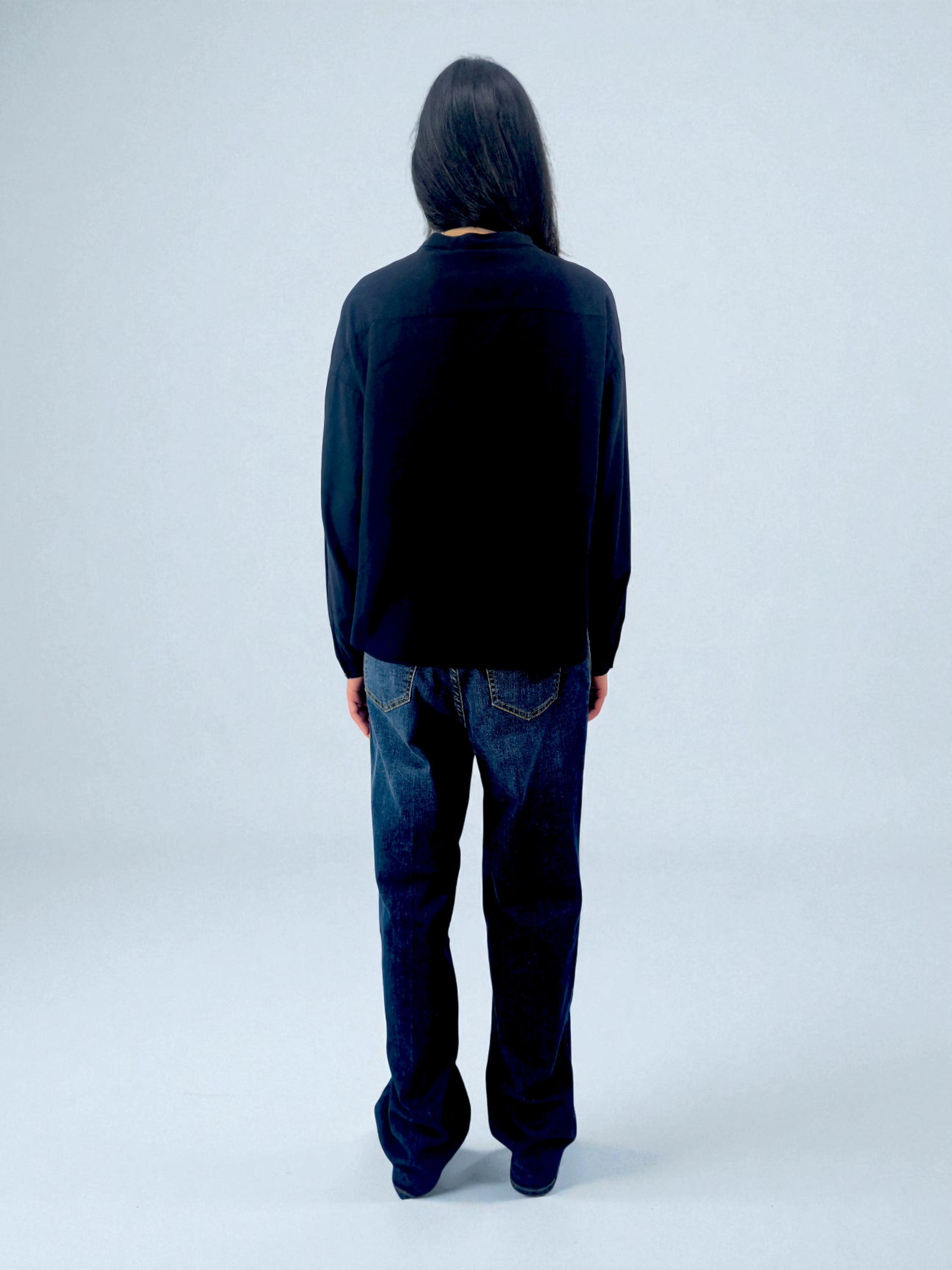 Camicia coreana - MADAME VENICE - FW25 - CHARLOTTE - COTTON BIO - BLACK - XS