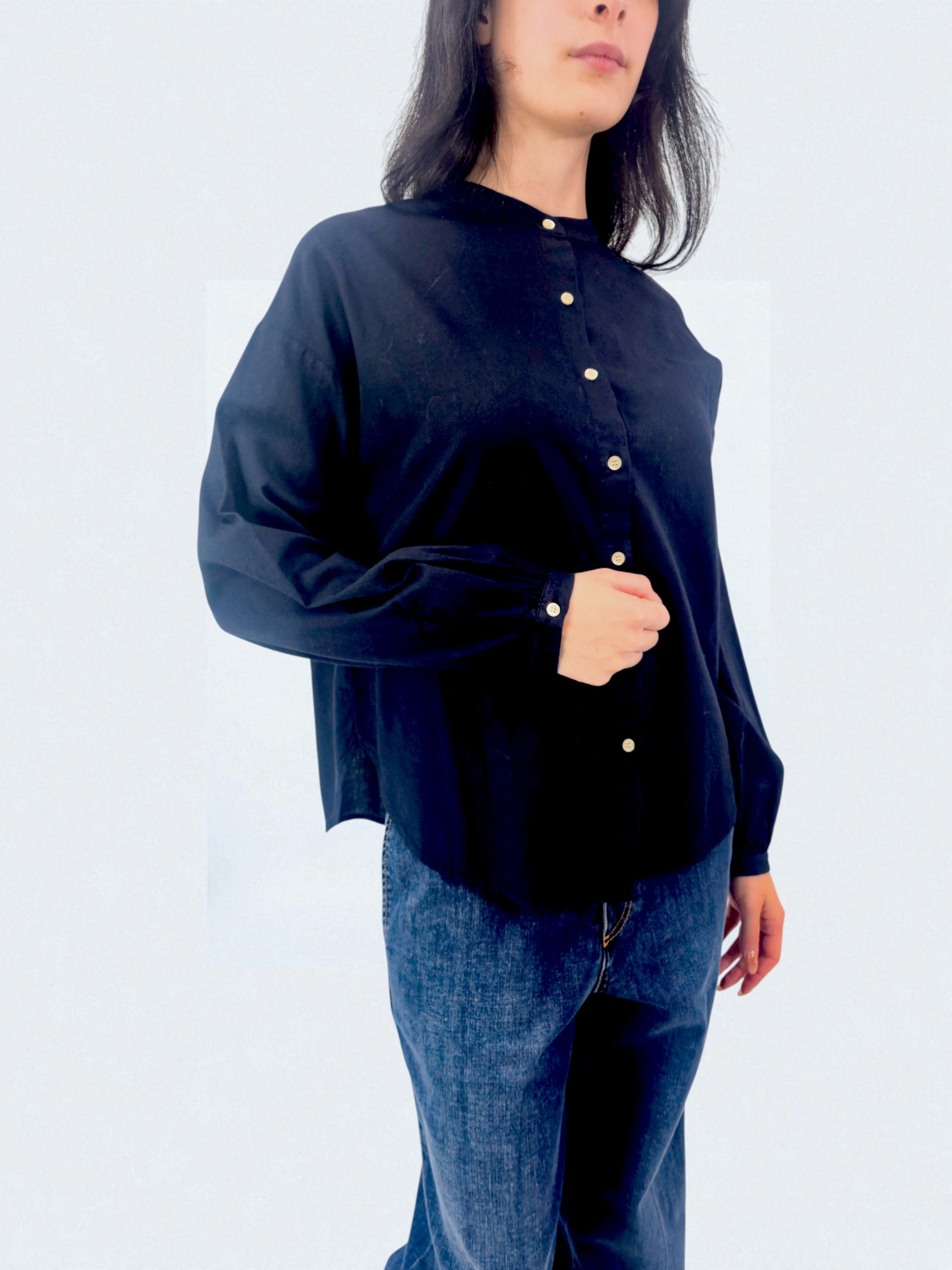 Camicia coreana - MADAME VENICE - FW25 - CHARLOTTE - COTTON BIO - BLACK - XS