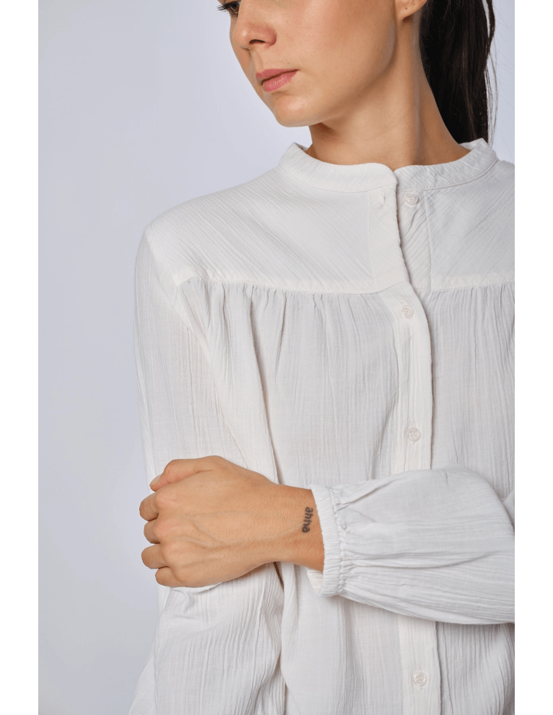 Camicia coreana - MADAME VENICE - FW24 - C05 - CRINKLE - WHITE - XS