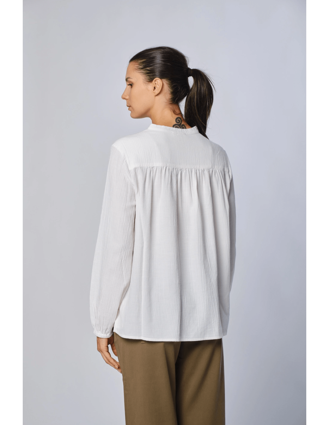 Camicia coreana - MADAME VENICE - FW24 - C05 - CRINKLE - WHITE - XS