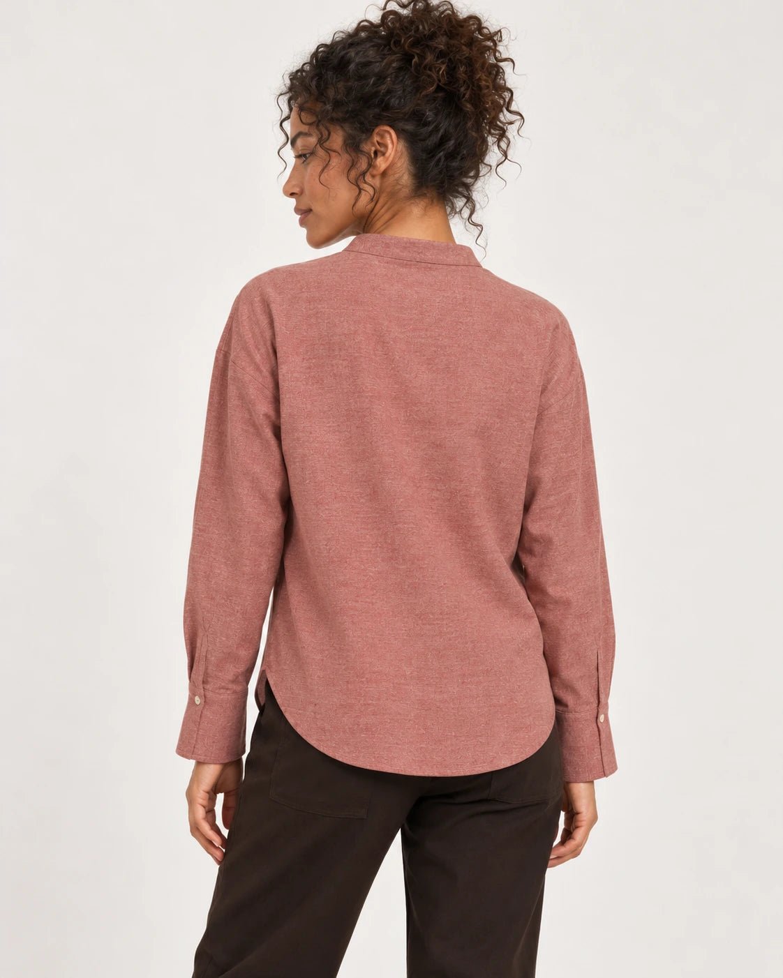 Camicia fiocco ruggine, vista posteriore - MADAME VENICE - FW25 - CELIA - TWILL MELANGE #Colore_Rust