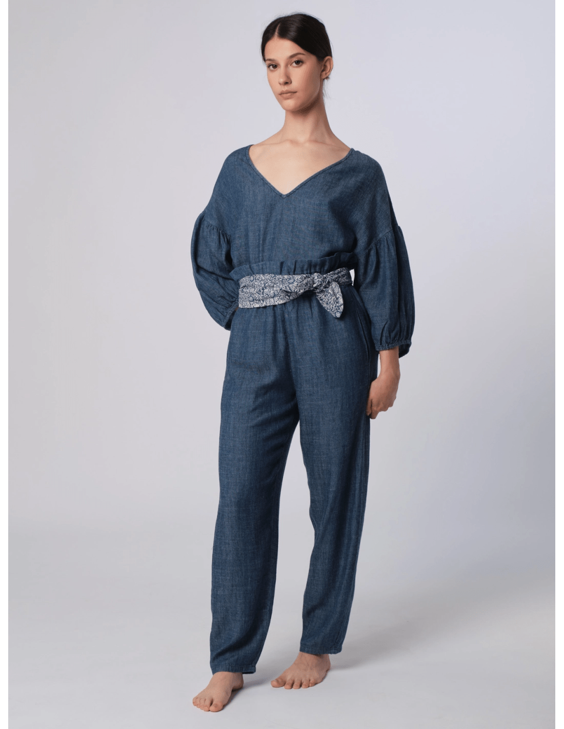 Camicia manica palloncino - MADAME VENICE - SS25 - CLARA - CHAMBRAY - STONE WASH - XS