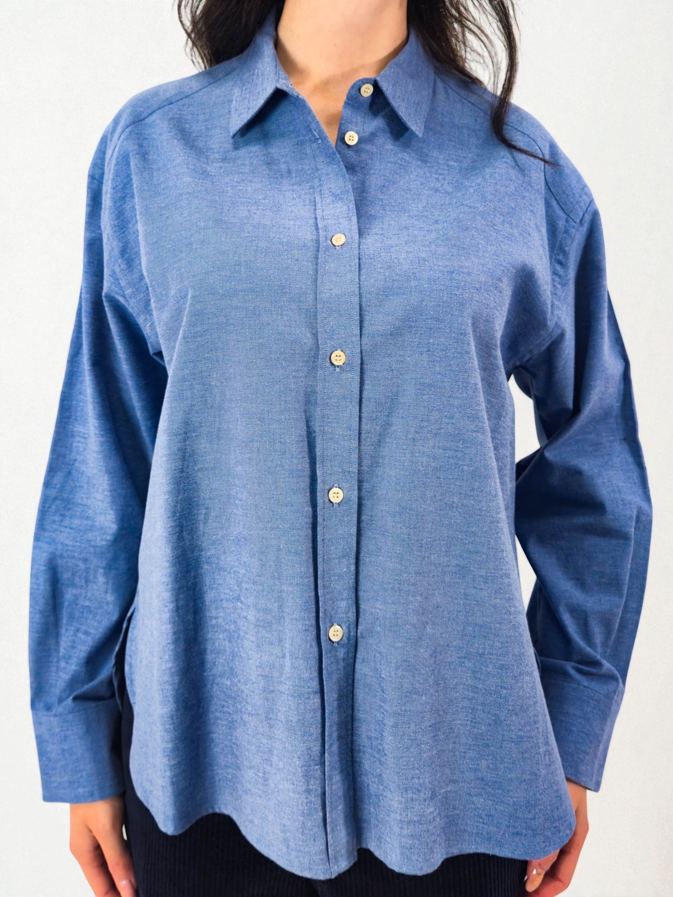 Camicia over - MADAME VENICE - FW25 - CAROLA - TWILL MELANGE - BLUE - XS