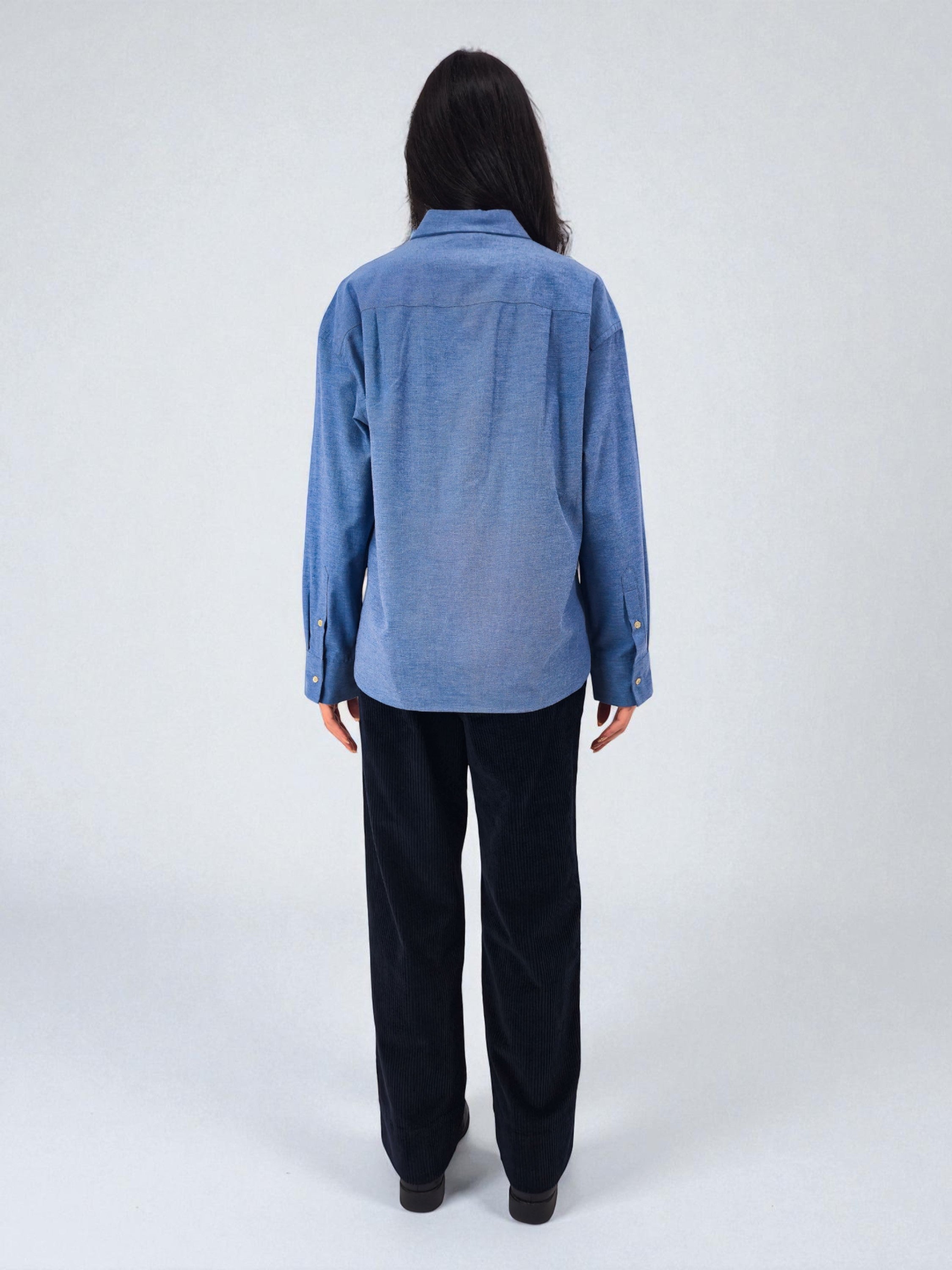 Camicia over - MADAME VENICE - FW25 - CAROLA - TWILL MELANGE - BLUE - XS