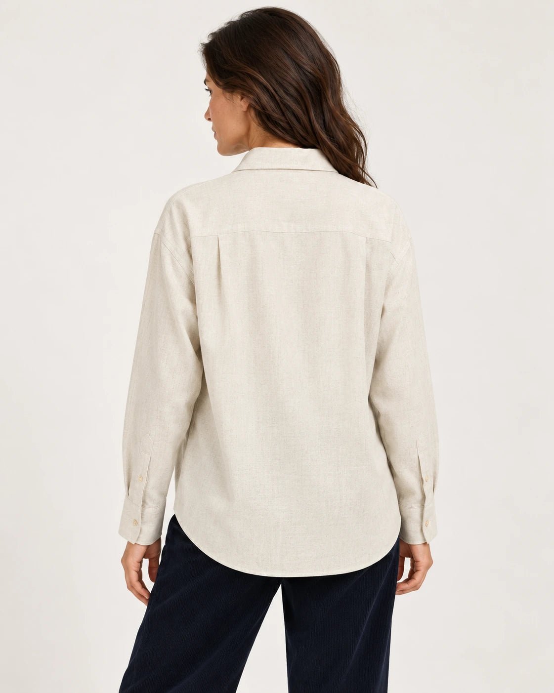 Camicia over naturale, vista posteriore - MADAME VENICE - FW25 - CAROLA - TWILL MELANGE #Colore_Natural