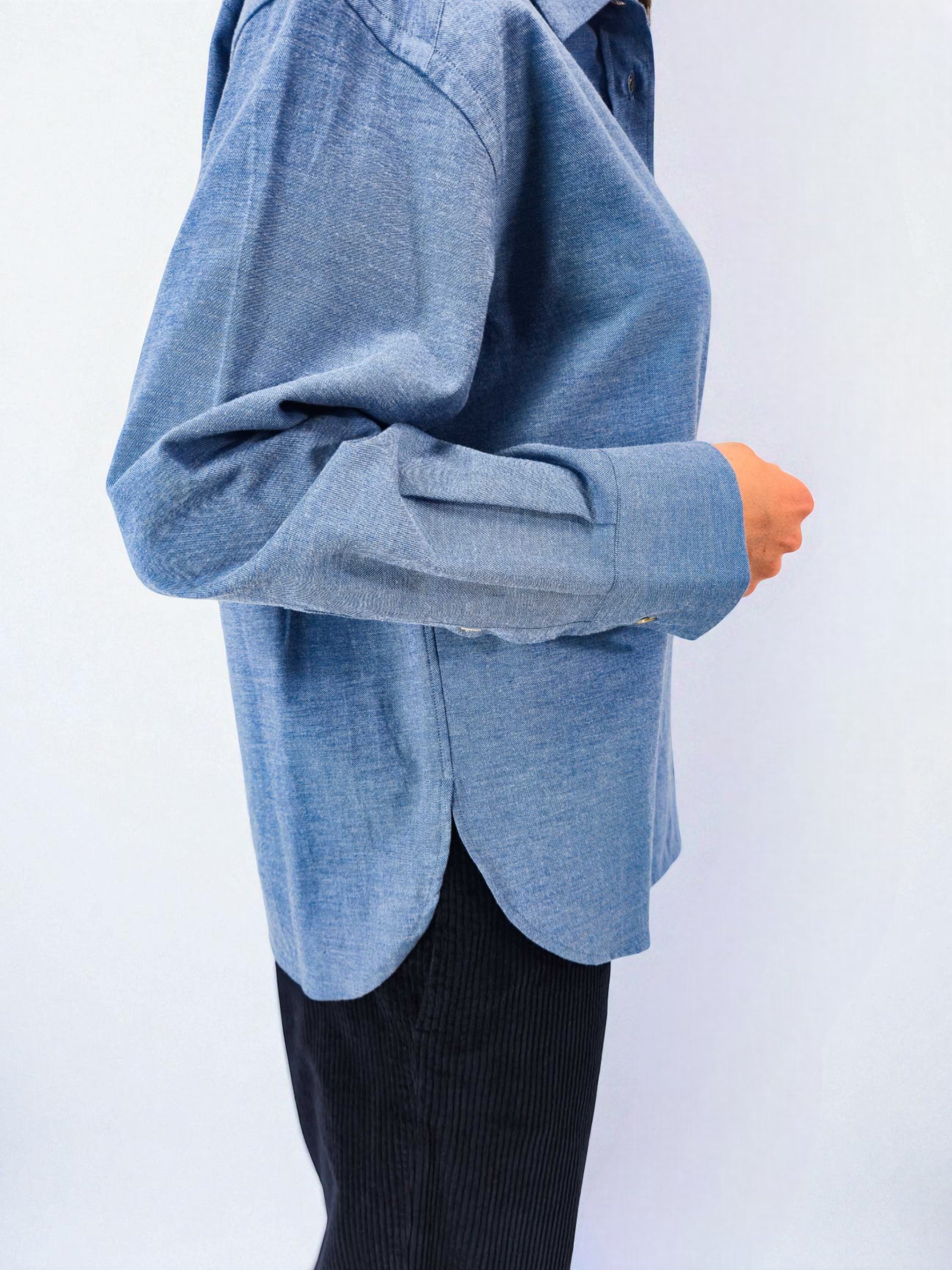 Camicia over - MADAME VENICE - FW25 - CAROLA - TWILL MELANGE - BLUE - XS