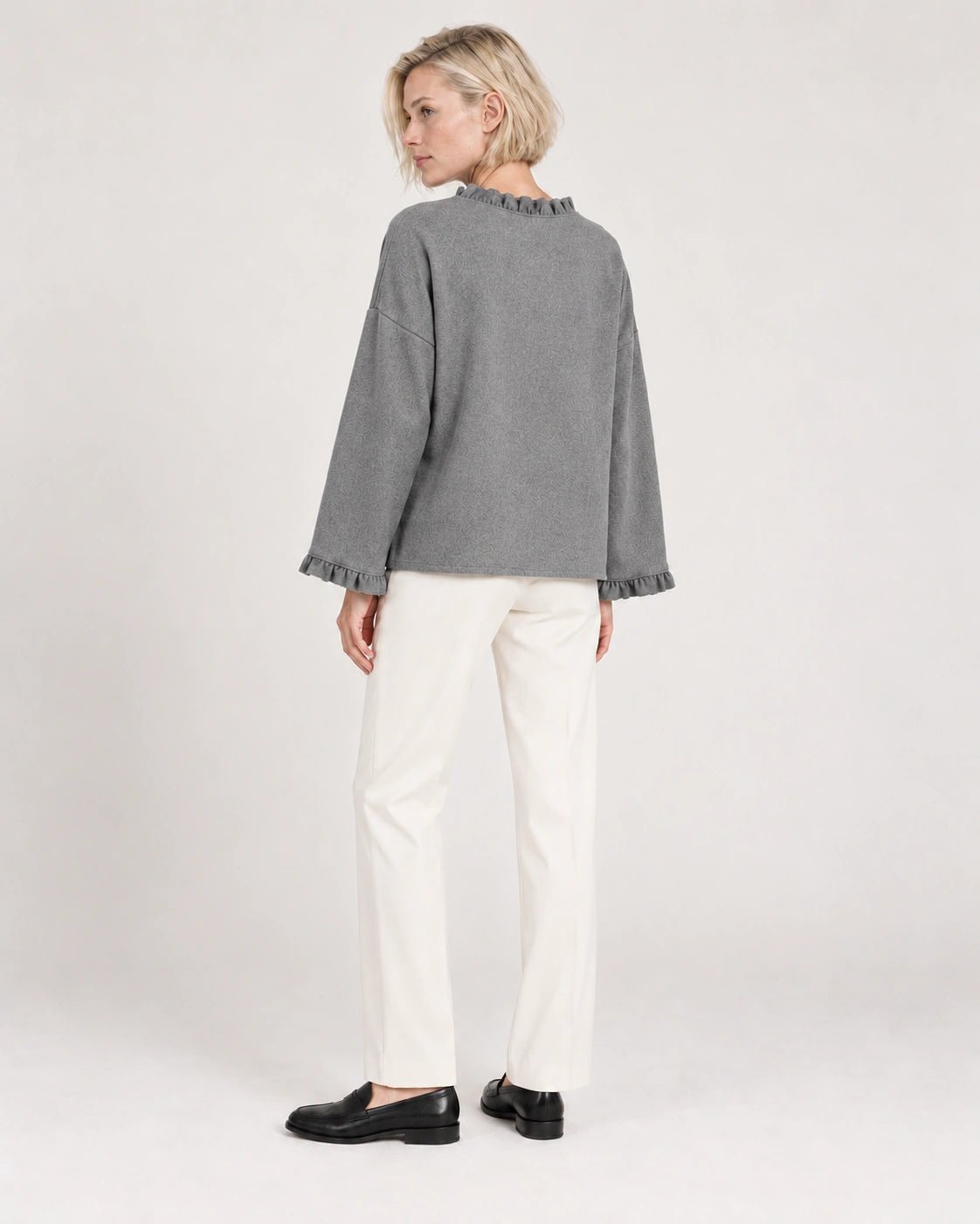 Camicia rouge grigio chiaro, vista posteriore - MADAME VENICE - FW26 - CIRA - LANA JESI #Colore_Grigio Chiaro