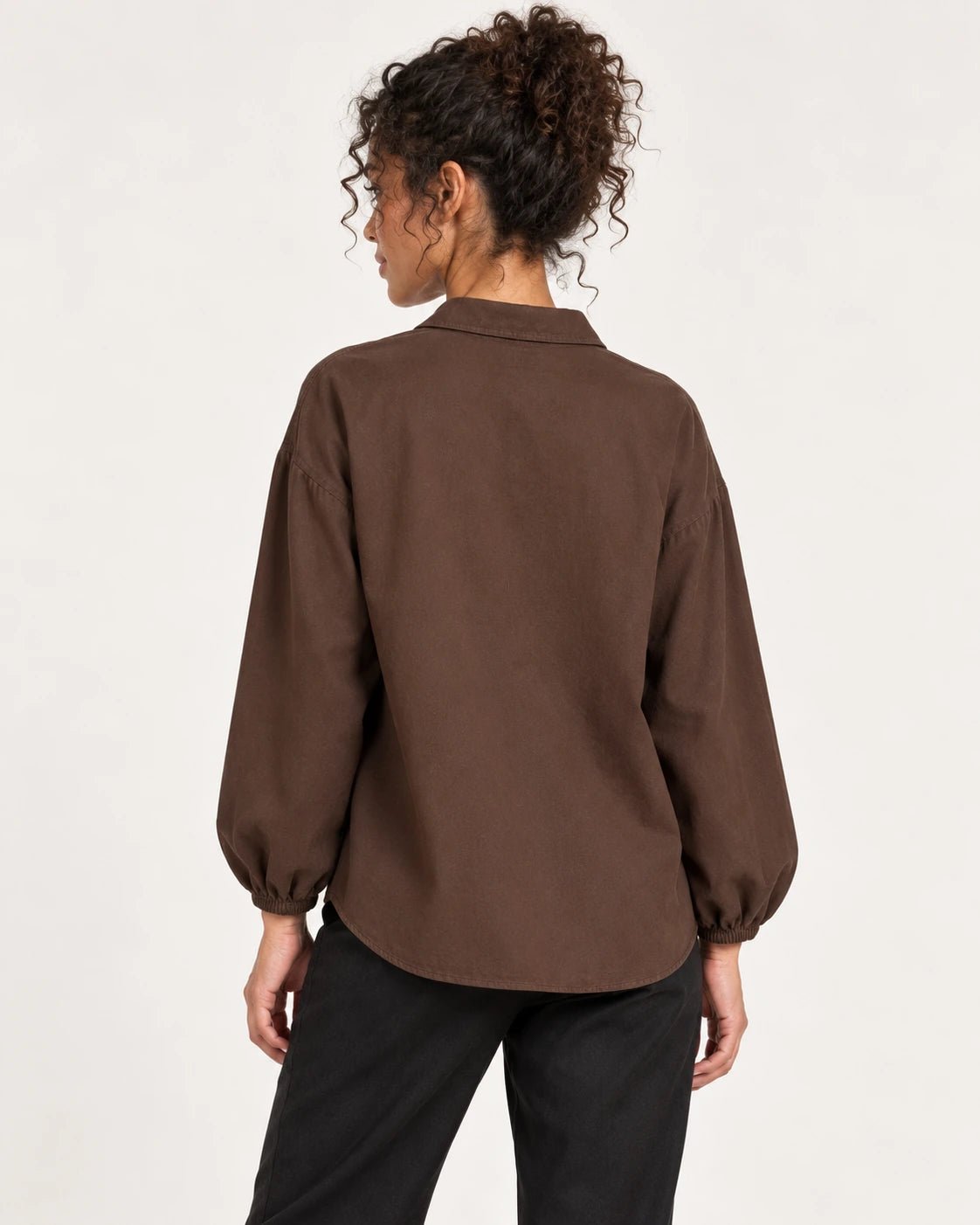 Camicia tasconi marrone, vista posteriore - MADAME VENICE - FW25 - CHIARA - COTTON BIO #Colore_Brown