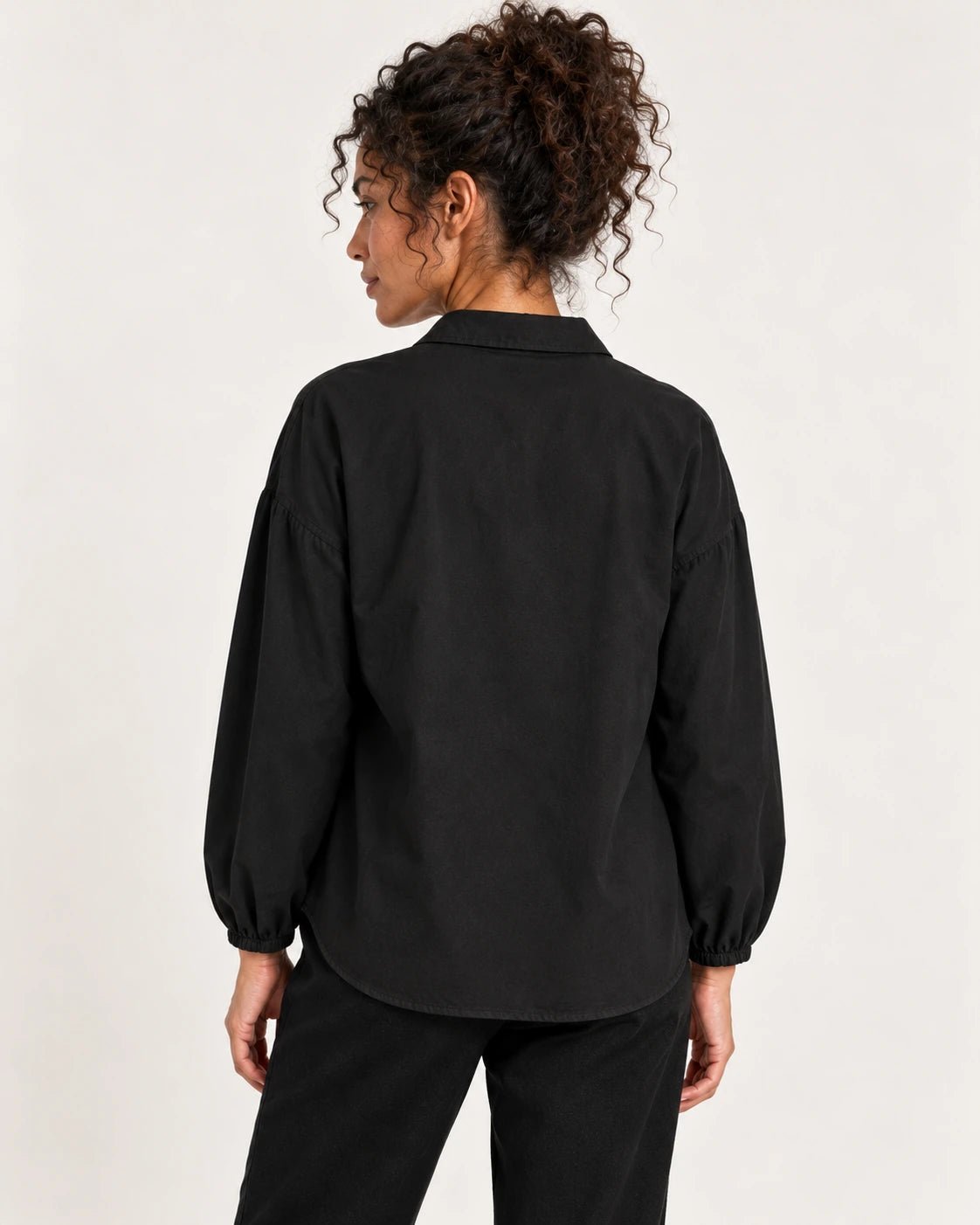 Camicia tasconi nero, vista posteriore - MADAME VENICE - FW25 - CHIARA - COTTON BIO #Colore_Black