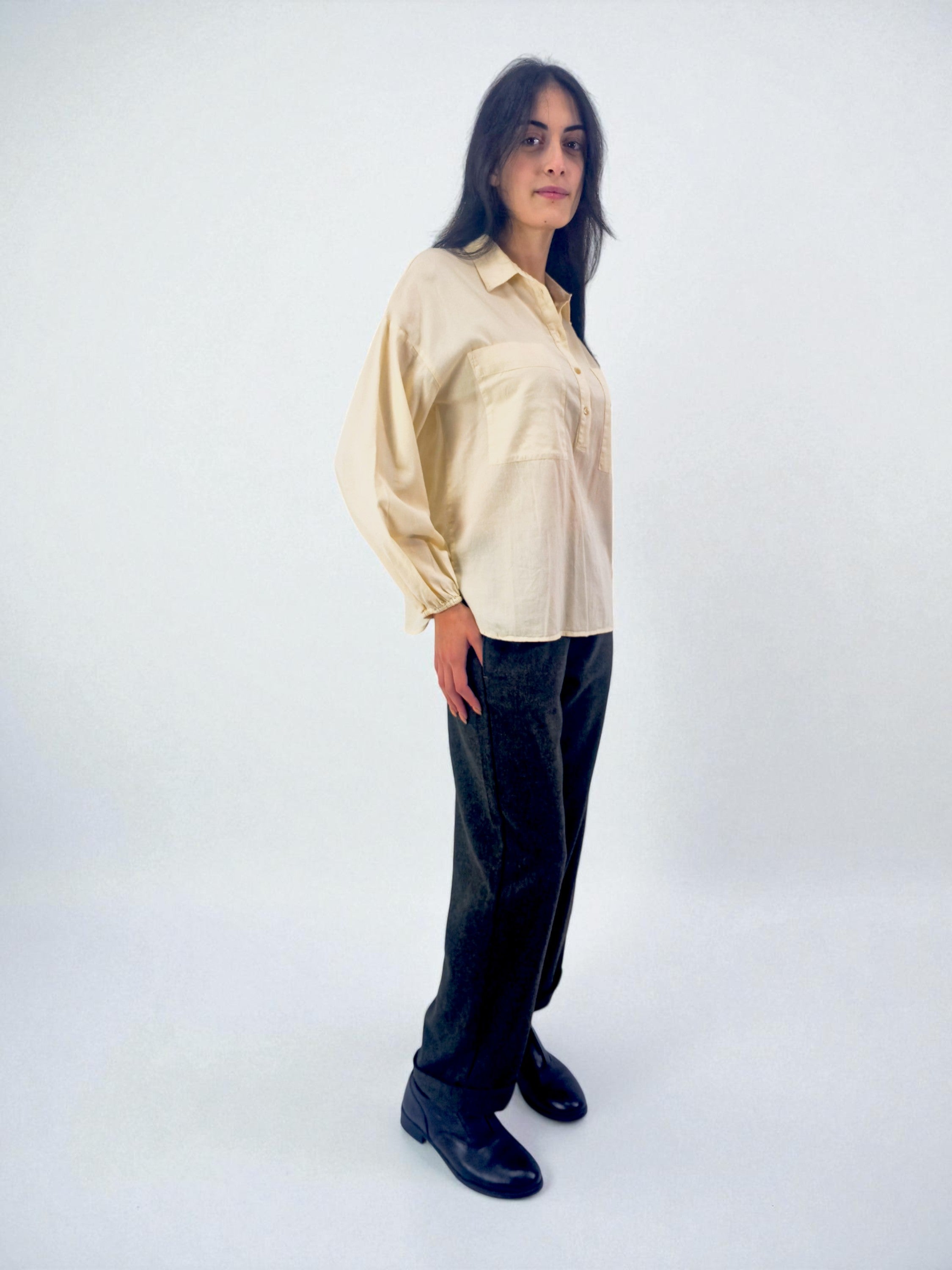 Camicia tasconi - MADAME VENICE - FW25 - CHIARA - COTTON BIO - BLACK - XS