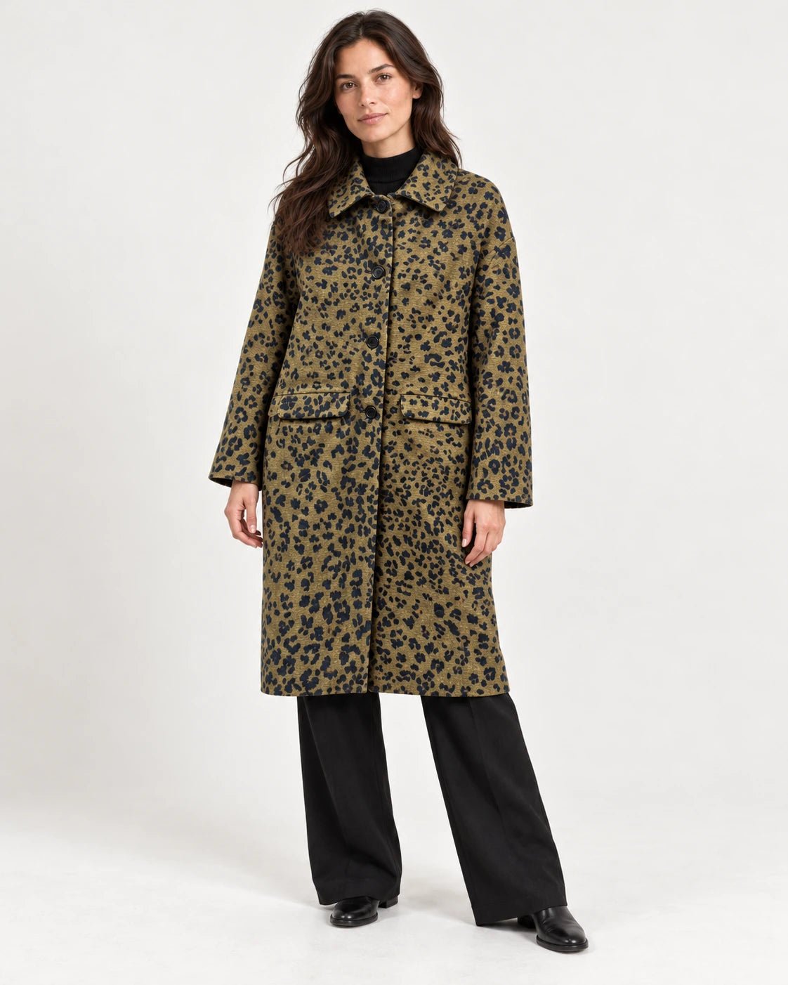 Cappotto animalier, vista frontale - MADAME VENICE - FW25 - GIUSY - ANIMALIER #Colore_Animalier