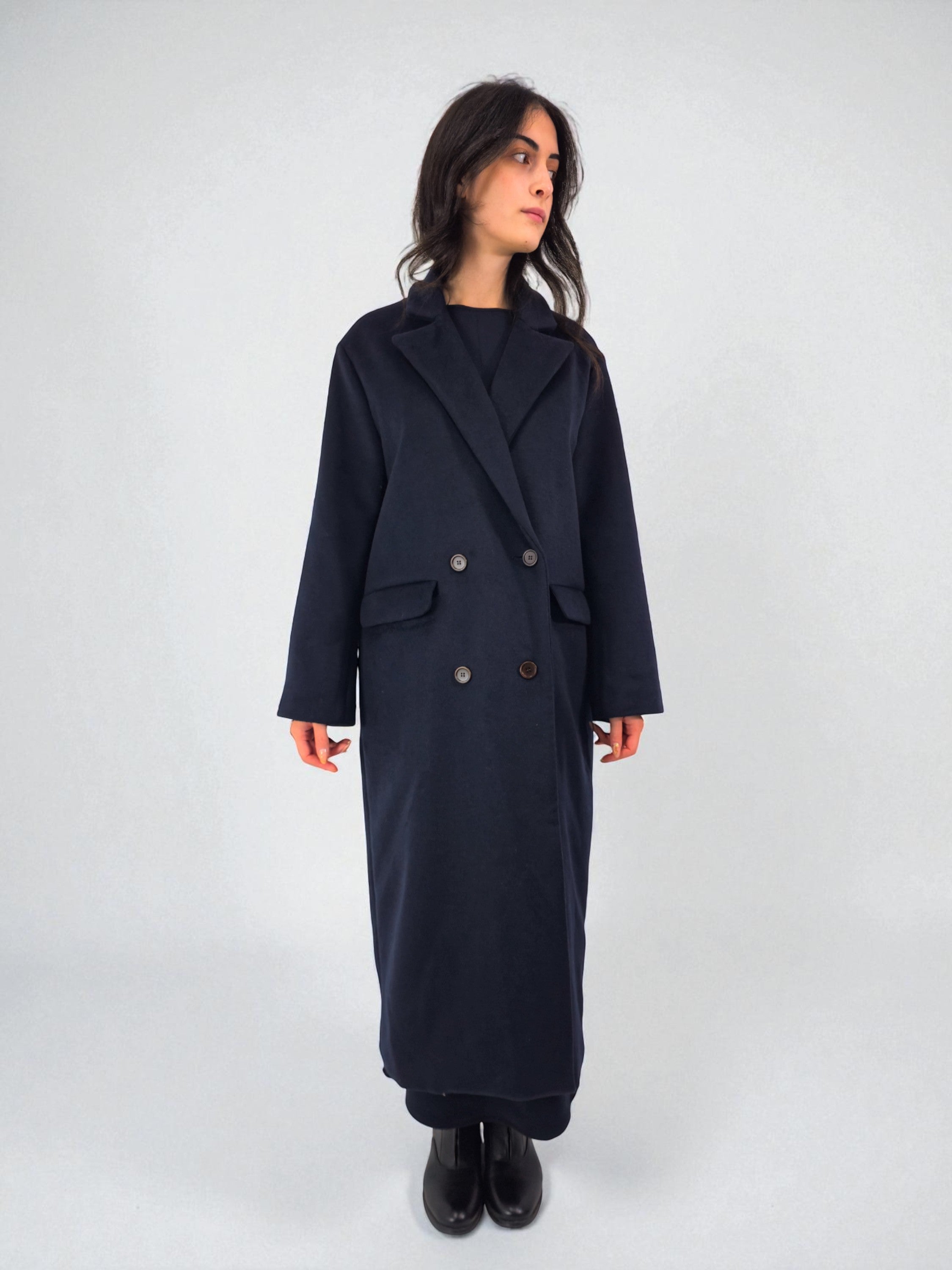 Cappotto over - MADAME VENICE - FW25 - GEORGIA - SOFT WOOL - BLACK - XS
