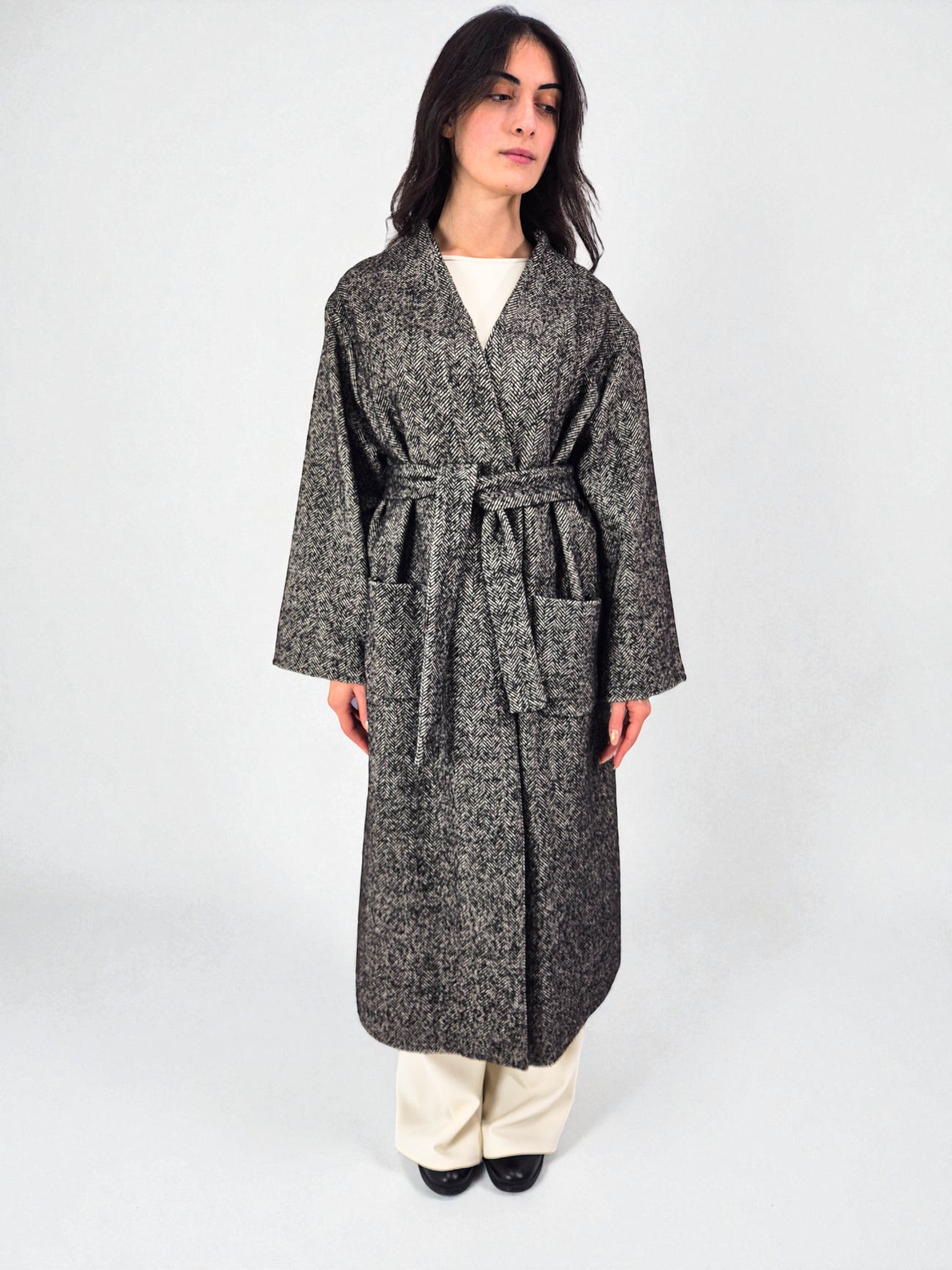 Cappotto over - MADAME VENICE - FW25 - GIADA - SPIGATO - BLACK / WHITE - XS