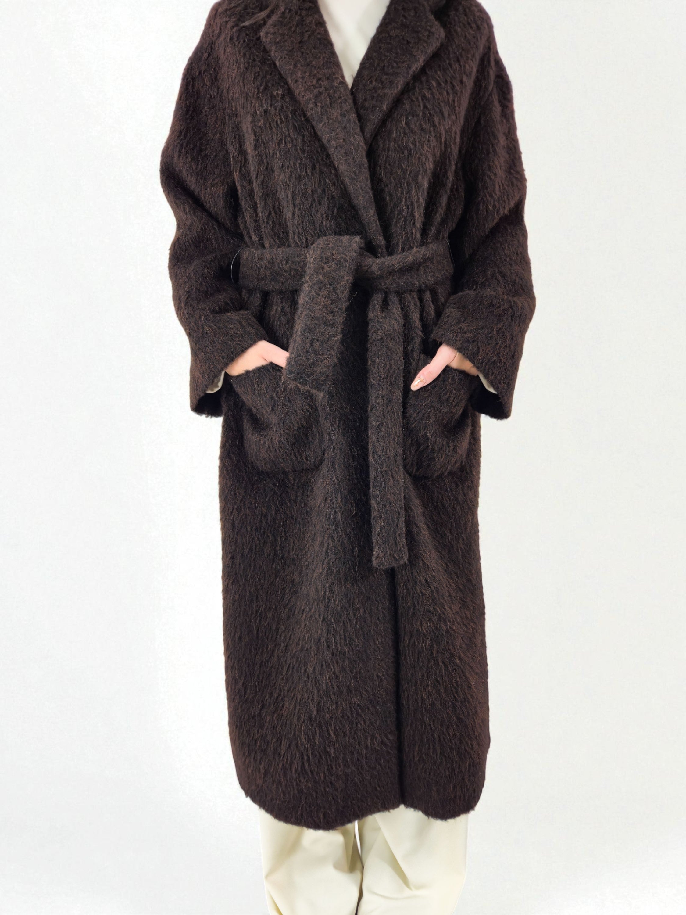Cappotto over foderato - MADAME VENICE - FW25 - GIORGINA - WOOL BRUSH - BROWN - XS