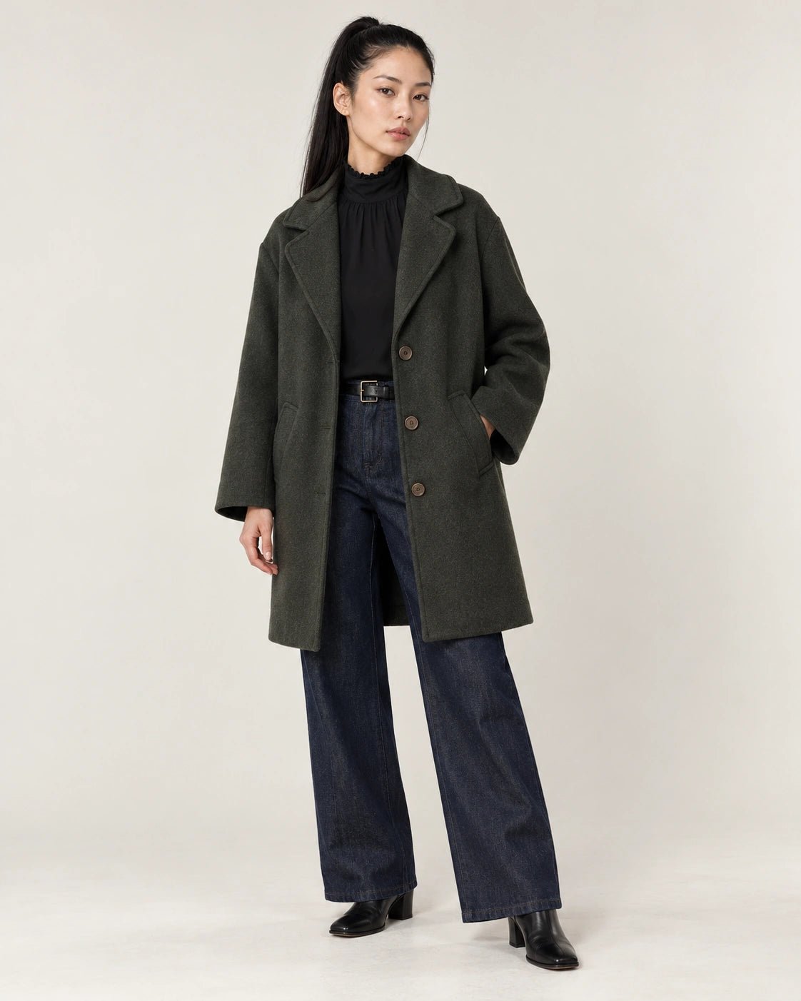 Cappotto sfoderato verde, vista frontale - MADAME VENICE - FW26 - GRUVY - LUXURY #Colore_Verde