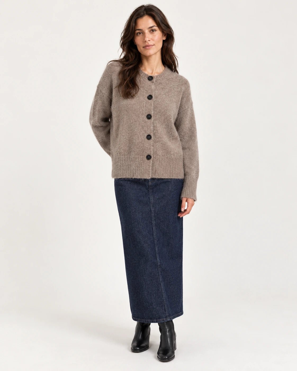 Cardigan marrone, vista frontale - MADAME VENICE - FW25 - SOFIA - SUMATRA #Colore_Brown