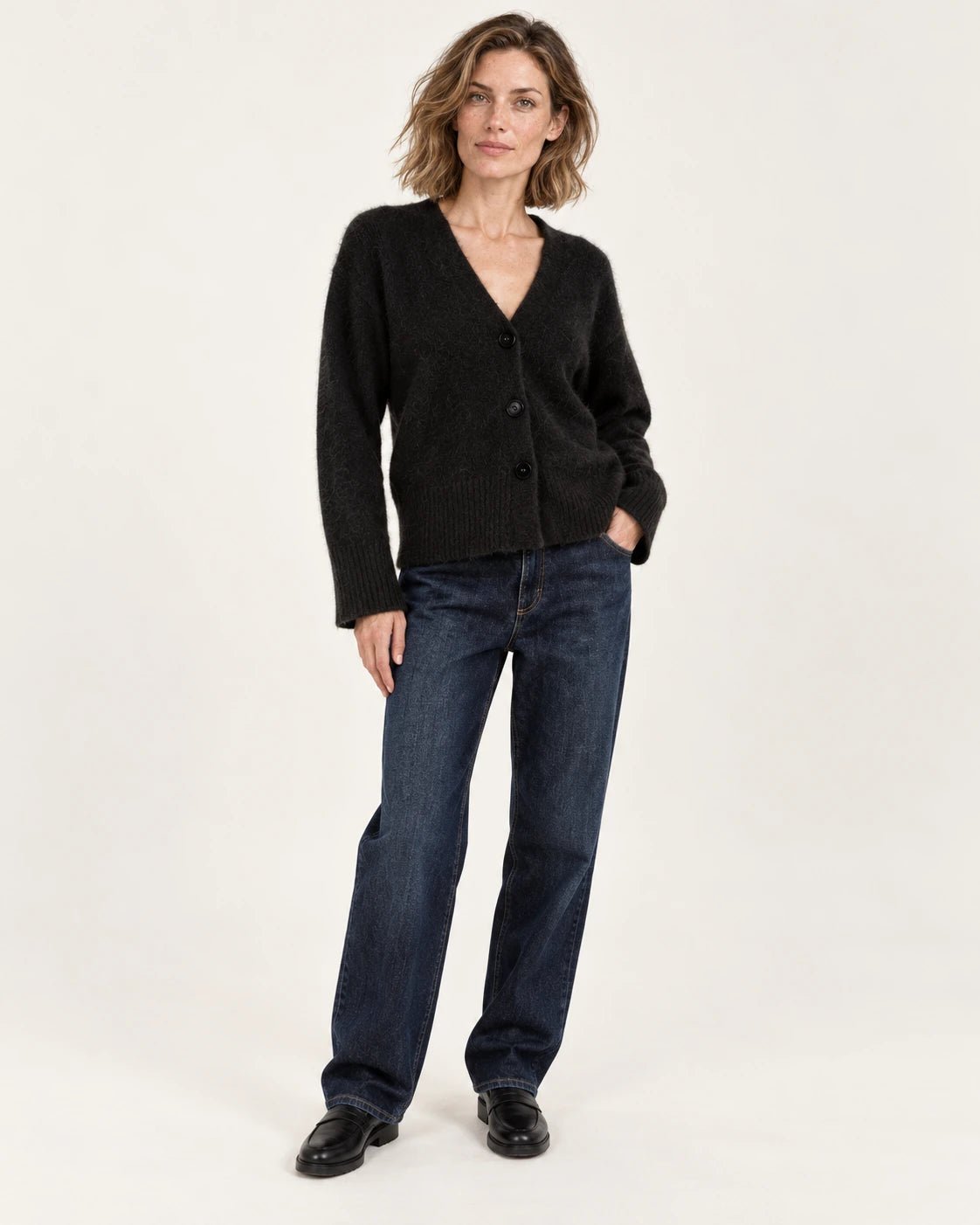 Cardigan nero, vista frontale - MADAME VENICE - FW25 - STELLA - SUMATRA #Colore_Black