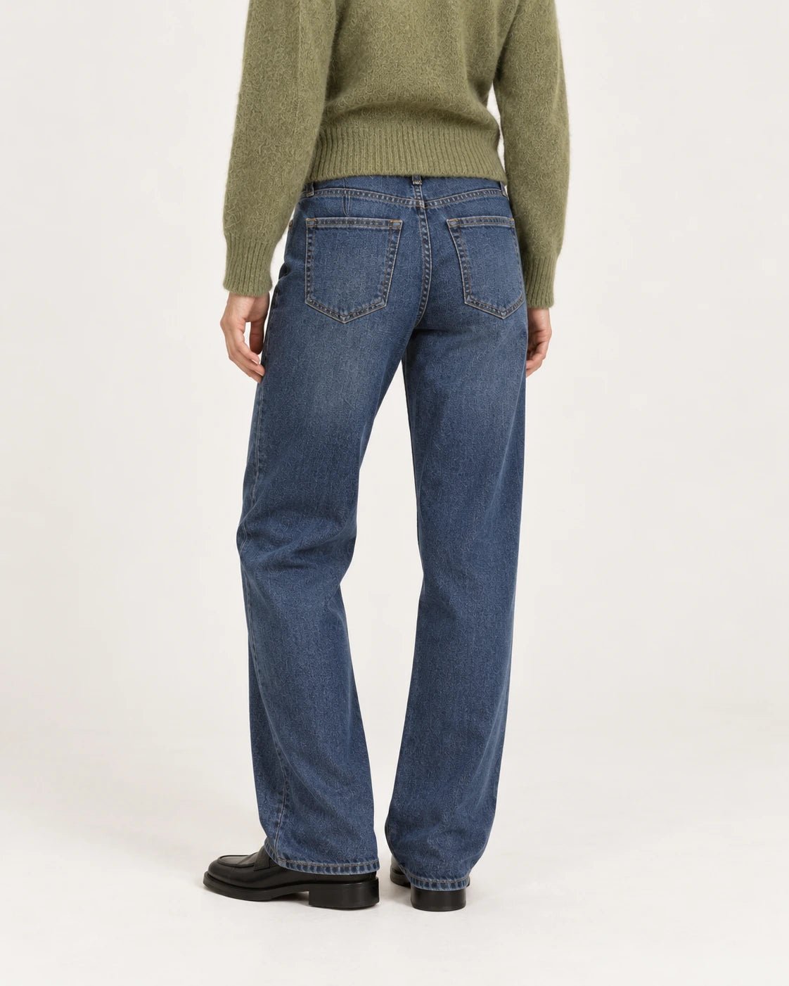 Chino palazzo blu stone, vista posteriore - MADAME VENICE - FW25 - PHOEBE - DENIM #Colore_Blue stone