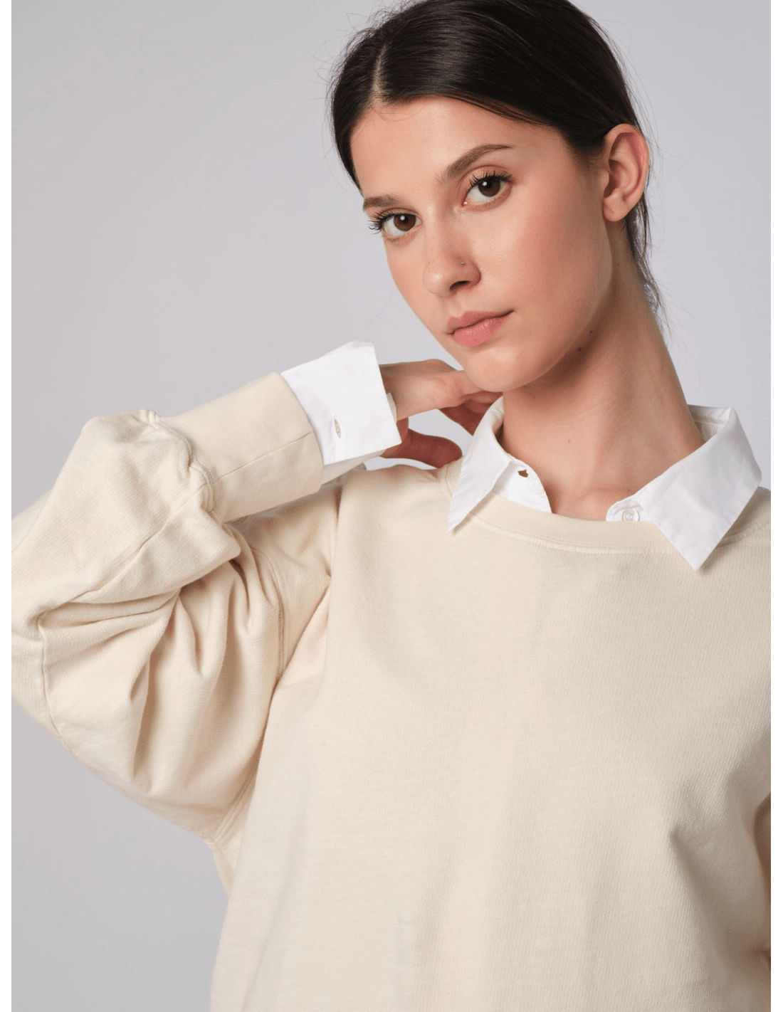 Felpa giro - MADAME VENICE - SS25 - MAY - FELPA LINO - NATURALE - XS