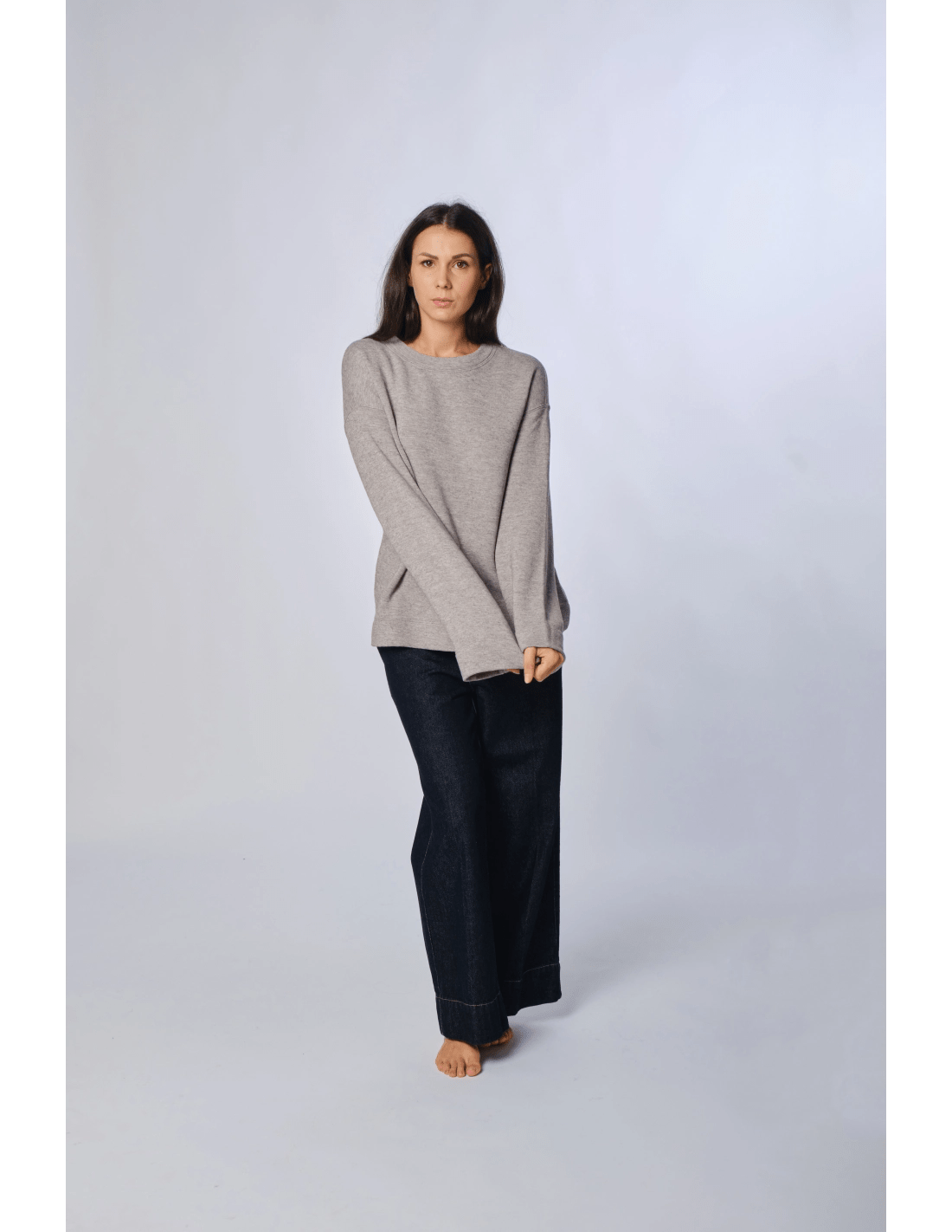 Felpa girocollo japan - MADAME VENICE - FW24 - M03 - JAPAN SOFT WOOL - GREY MELANGE - XS