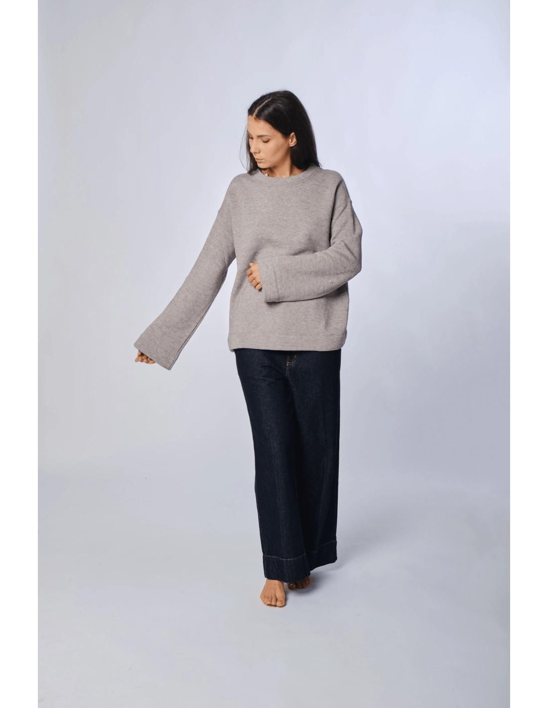 Felpa girocollo japan - MADAME VENICE - FW24 - M03 - JAPAN SOFT WOOL - GREY MELANGE - XS