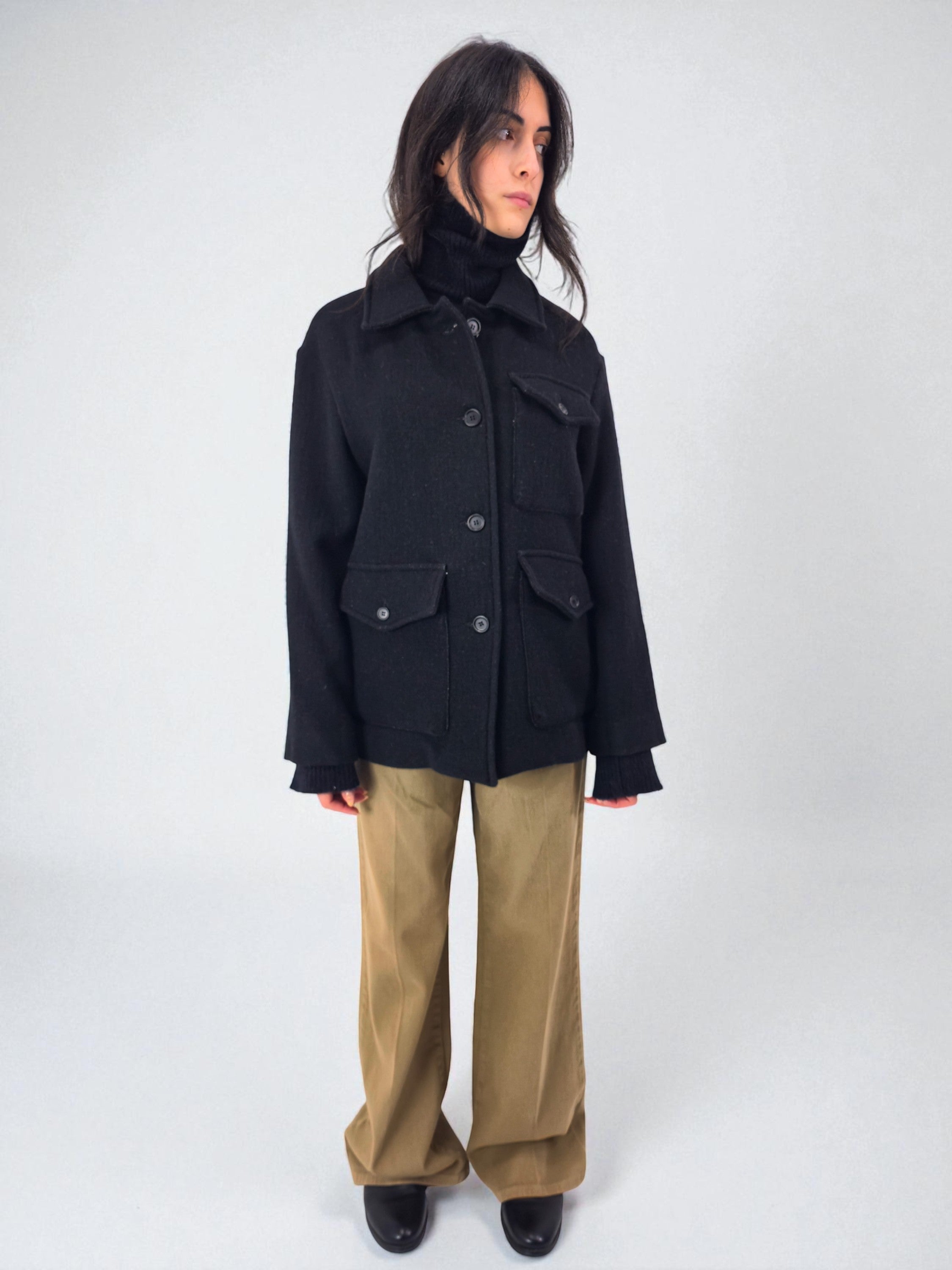 Giacca tasconi sfoderata - MADAME VENICE - FW25 - GLENDA - MANTEL - BLACK - XS