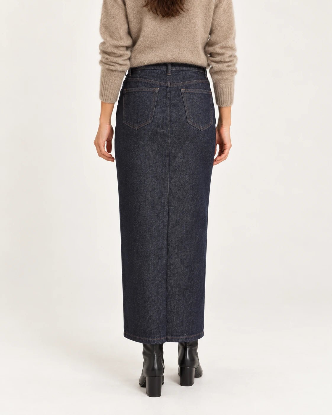 Gonna 5t tubo blu rinse, vista posteriore - MADAME VENICE - FW25 - NANCY - DENIM #Colore_Blue rinse