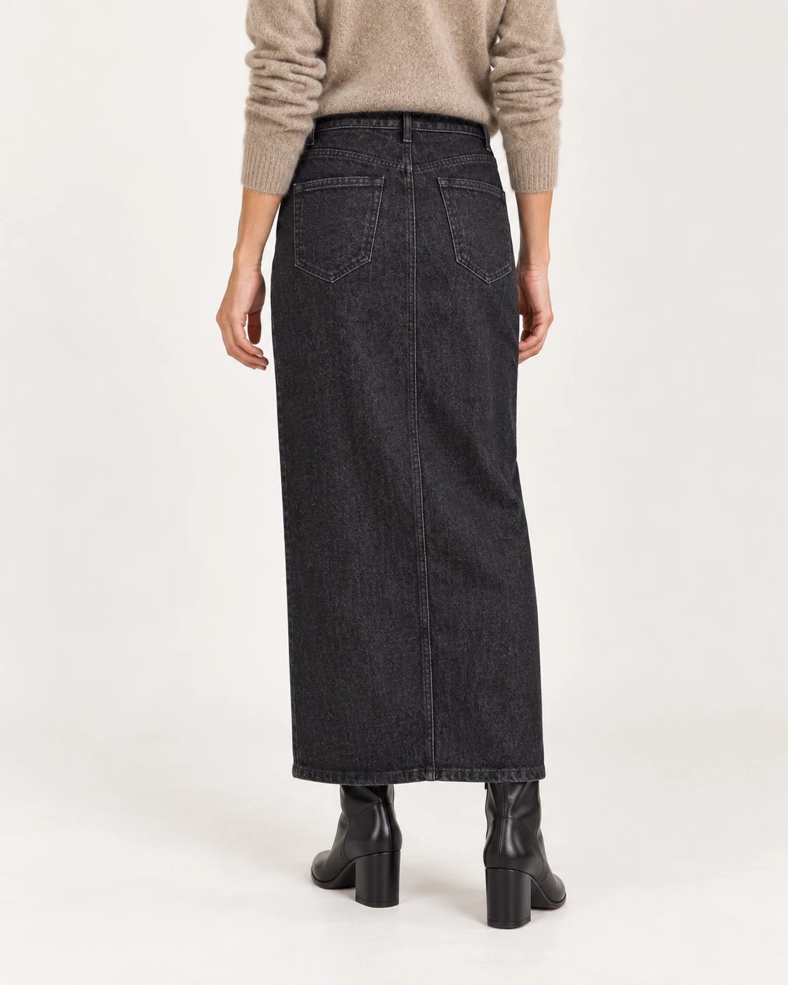 Gonna 5t tubo nero rinse, vista posteriore - MADAME VENICE - FW25 - NANCY - DENIM #Colore_Black rinse