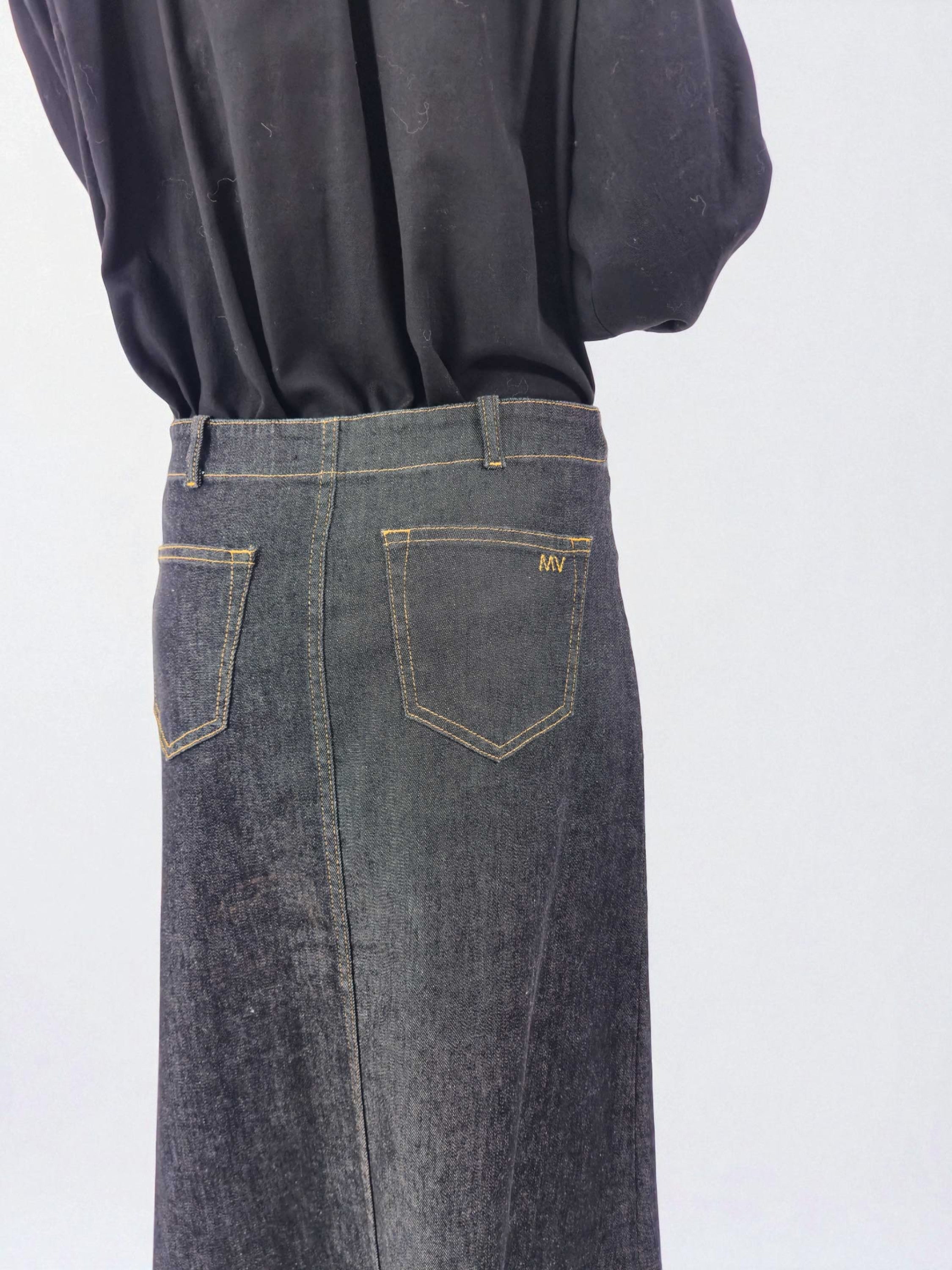 Gonna faldone - MADAME VENICE - FW25 - NORA - DENIM - BLACK RINSE - XS