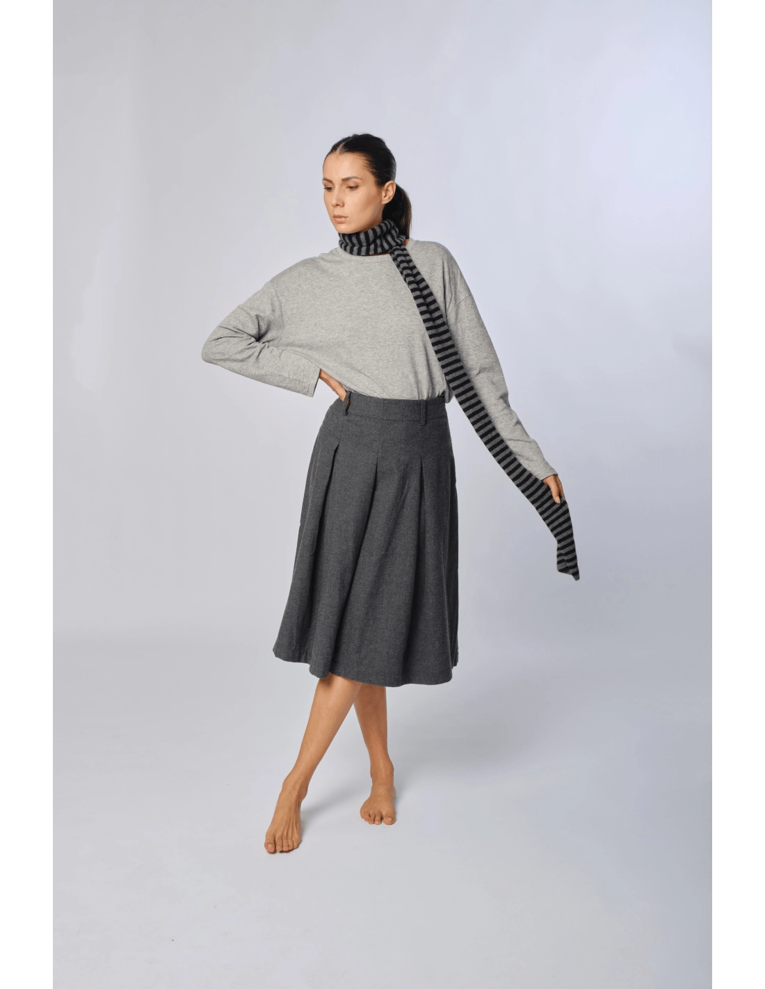 Gonna faldoni - MADAME VENICE - FW24 - N04 - WARM COTTON - GREY - XS