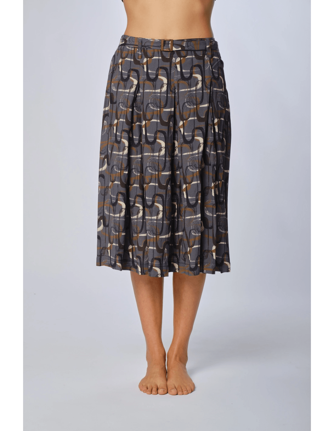 Gonna faldoni con cintura - MADAME VENICE - FW24 - N05 - LOLY PRINT - GREY - XS