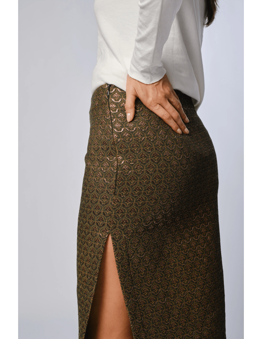 Gonna tubo - MADAME VENICE - FW24 - N02 - JACQUARD - PRUNE & GREEN - XS