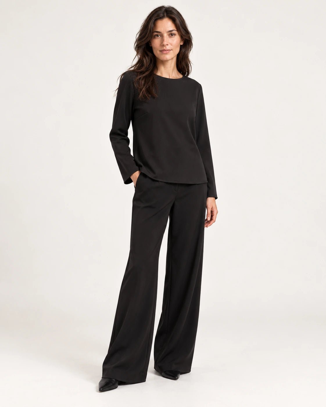 Maglia barchetta nero, vista frontale - MADAME VENICE - FW25 - MIMI - JERSEY TECNICO #Colore_Black