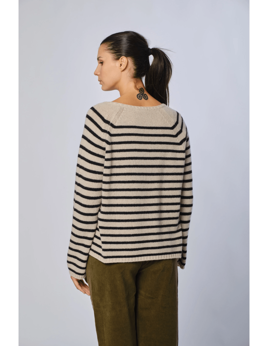 Maglia girocollo cachemire righe - MADAME VENICE - FW24 - H04 - CACHEMIRE - FOREST - XS