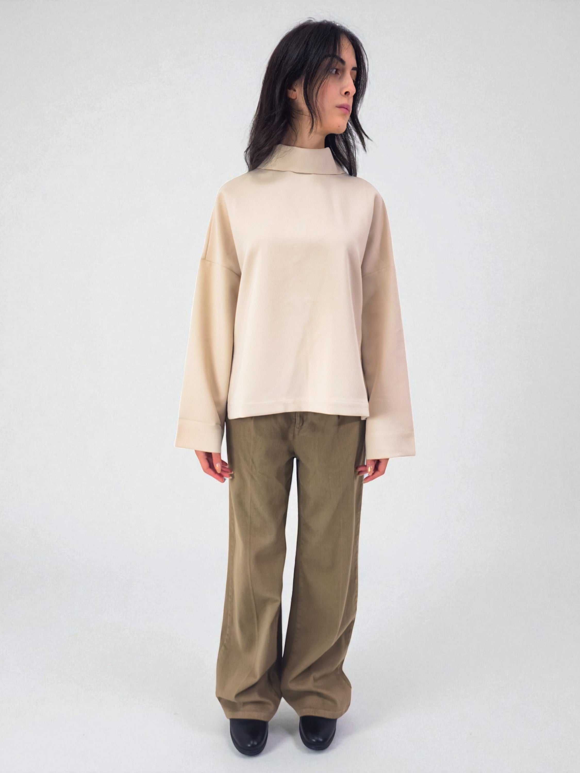 Maglia over collo alto - MADAME VENICE - FW25 - MYREA - CREPE TECNICO - BLACK - XS